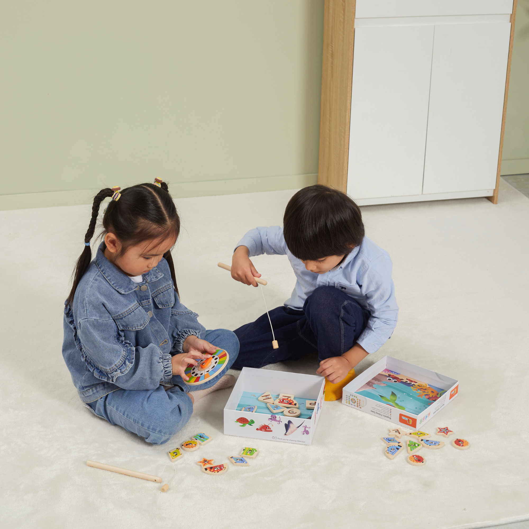 لعبة فيجا لصيد الأسماك، 26 قطعة من الألغاز المغناطيسية، لعبة مونتيسوري الخشبية، تنمي المهارات الحسية والإدراكية والحركية الدقيقة، لعبة تعليمية للأطفال غير سامة وصديقة للبيئة، مناسبة للأطفال من سن 18 شهرًا فما فوق
