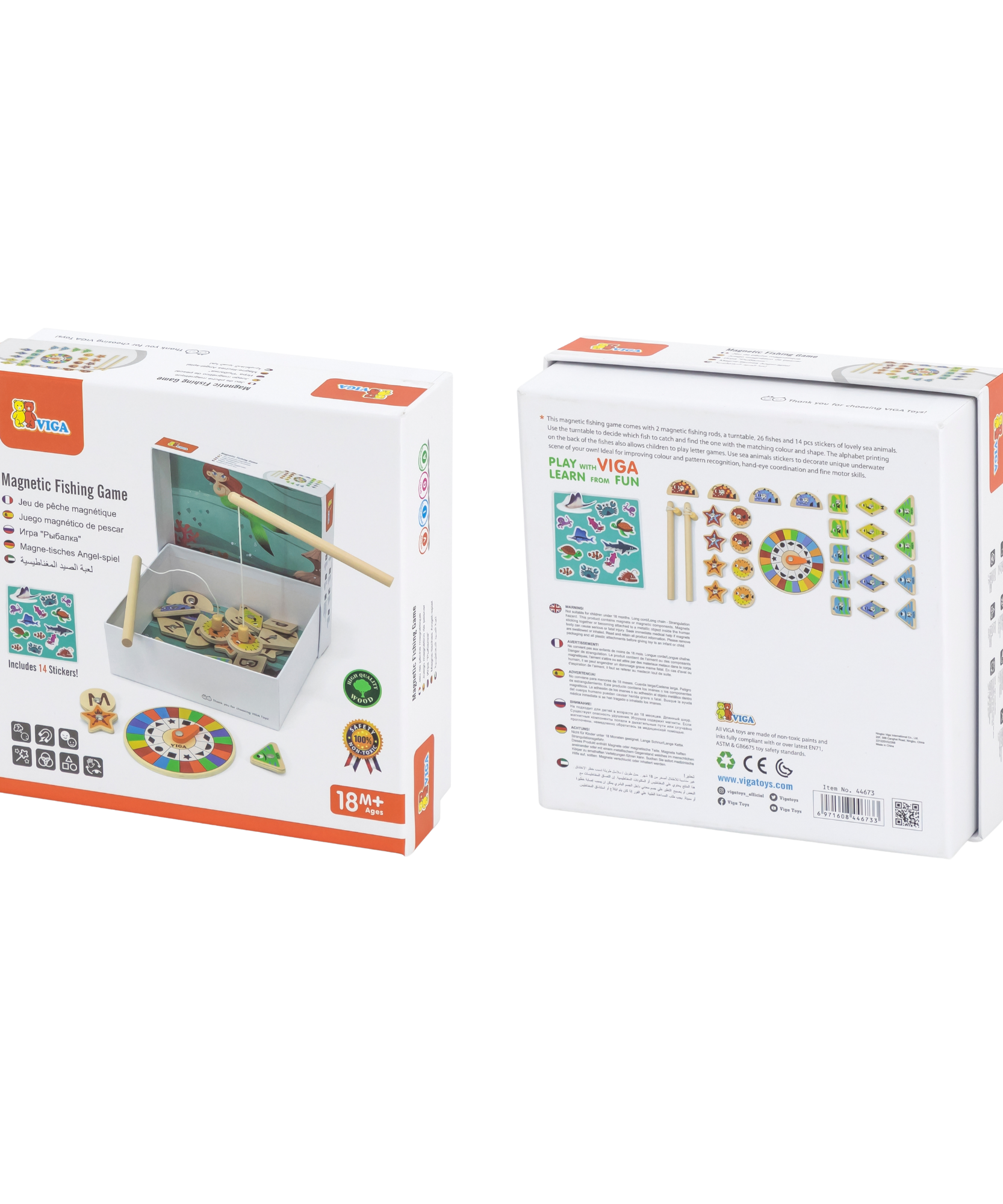 لعبة فيجا لصيد الأسماك، 26 قطعة من الألغاز المغناطيسية، لعبة مونتيسوري الخشبية، تنمي المهارات الحسية والإدراكية والحركية الدقيقة، لعبة تعليمية للأطفال غير سامة وصديقة للبيئة، مناسبة للأطفال من سن 18 شهرًا فما فوق