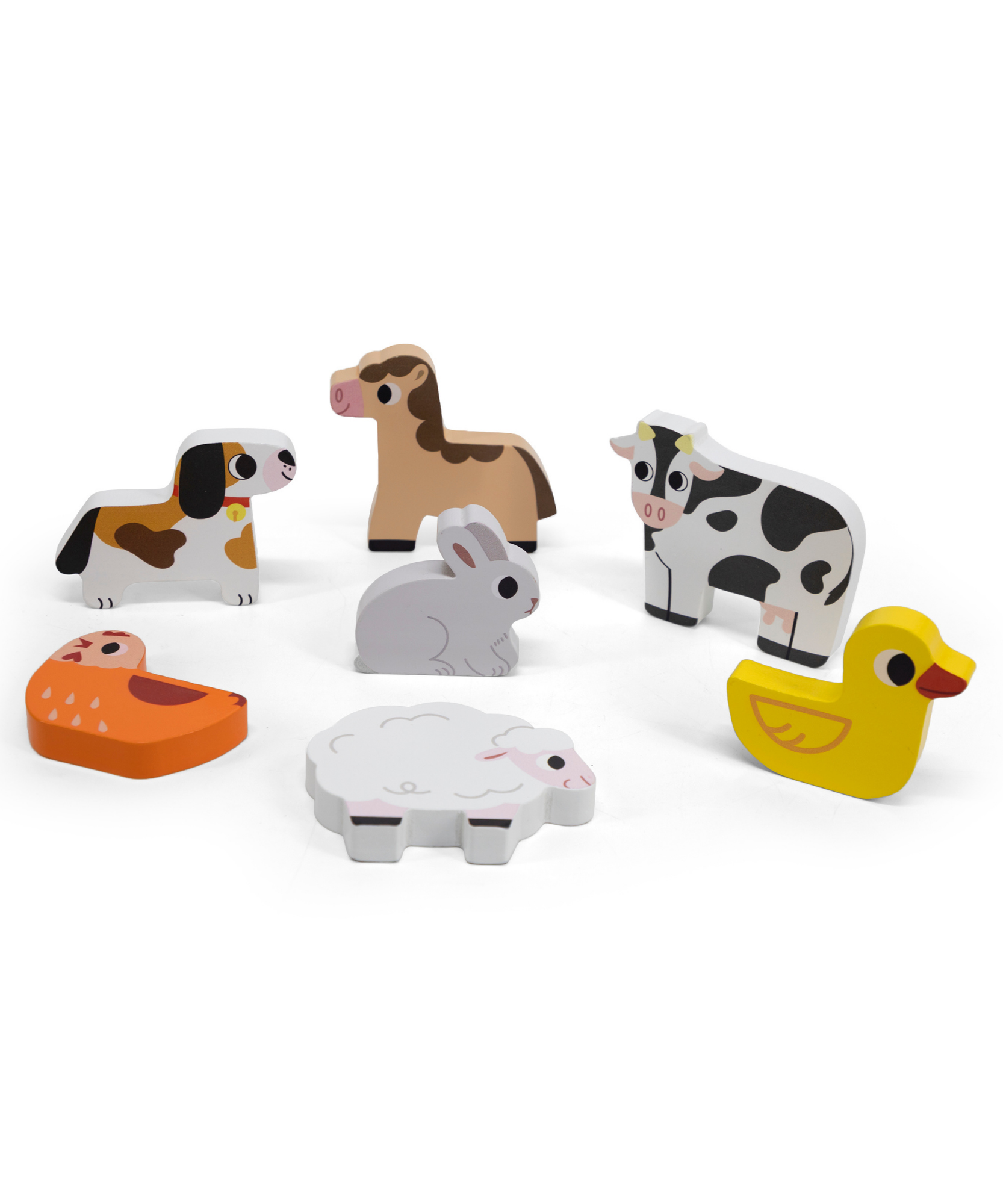 Viga Farm Animals, 7 Piece Block Puzzle, Montessori Wooden Toy, Develops Sensory, Cognitive & Fine Motor Skills, Non-Toxic & Eco-friendly Kids Educational Toy, Suitable for Boys and Girls Aged 18M+
