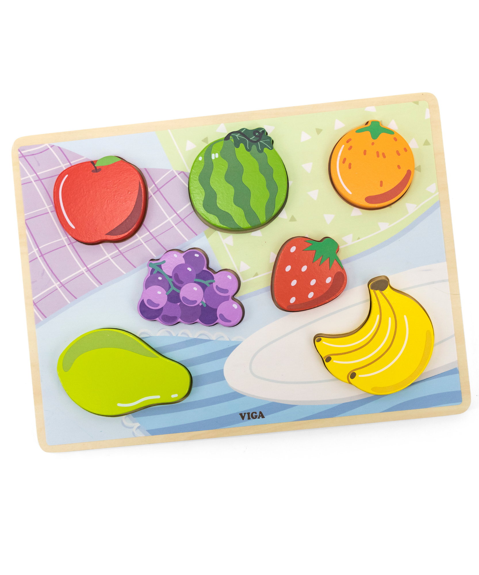 لعبة أحجية مكعبات فيجا فروتس، مكونة من 7 قطع، لعبة مونتيسوري الخشبية، تنمي المهارات الحسية والإدراكية والحركية الدقيقة، غير سامة وصديقة للبيئة، مناسبة للأولاد والبنات من سن 18 شهرًا فما فوق