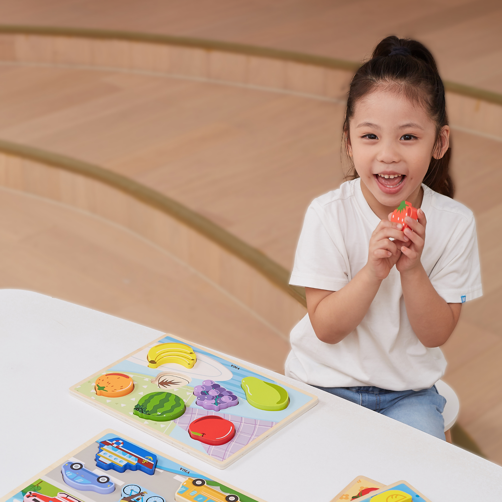 لعبة أحجية مكعبات فيجا فروتس، مكونة من 7 قطع، لعبة مونتيسوري الخشبية، تنمي المهارات الحسية والإدراكية والحركية الدقيقة، غير سامة وصديقة للبيئة، مناسبة للأولاد والبنات من سن 18 شهرًا فما فوق