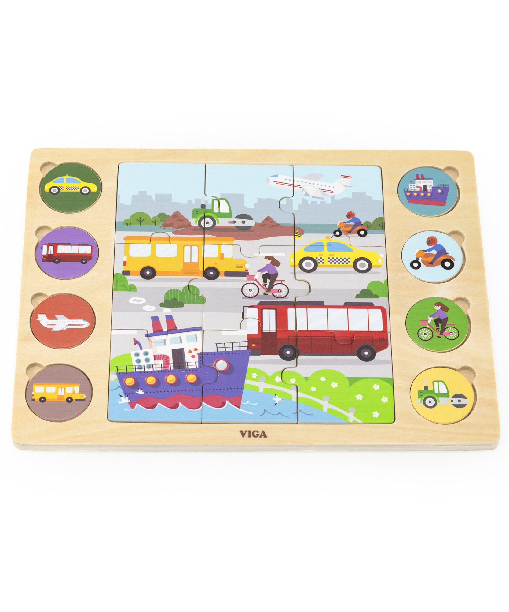 لعبة فيجا موديز أوف ترانسبورتيشن، أحجية الصور المقطوعة من 17 قطعة، لعبة مونتيسوري الخشبية، تُنمّي المهارات الحسية والإدراكية والحركية الدقيقة، لعبة تعليمية للأطفال غير سامة وصديقة للبيئة، مناسبة للأطفال من سن 18 شهرًا فما فوق