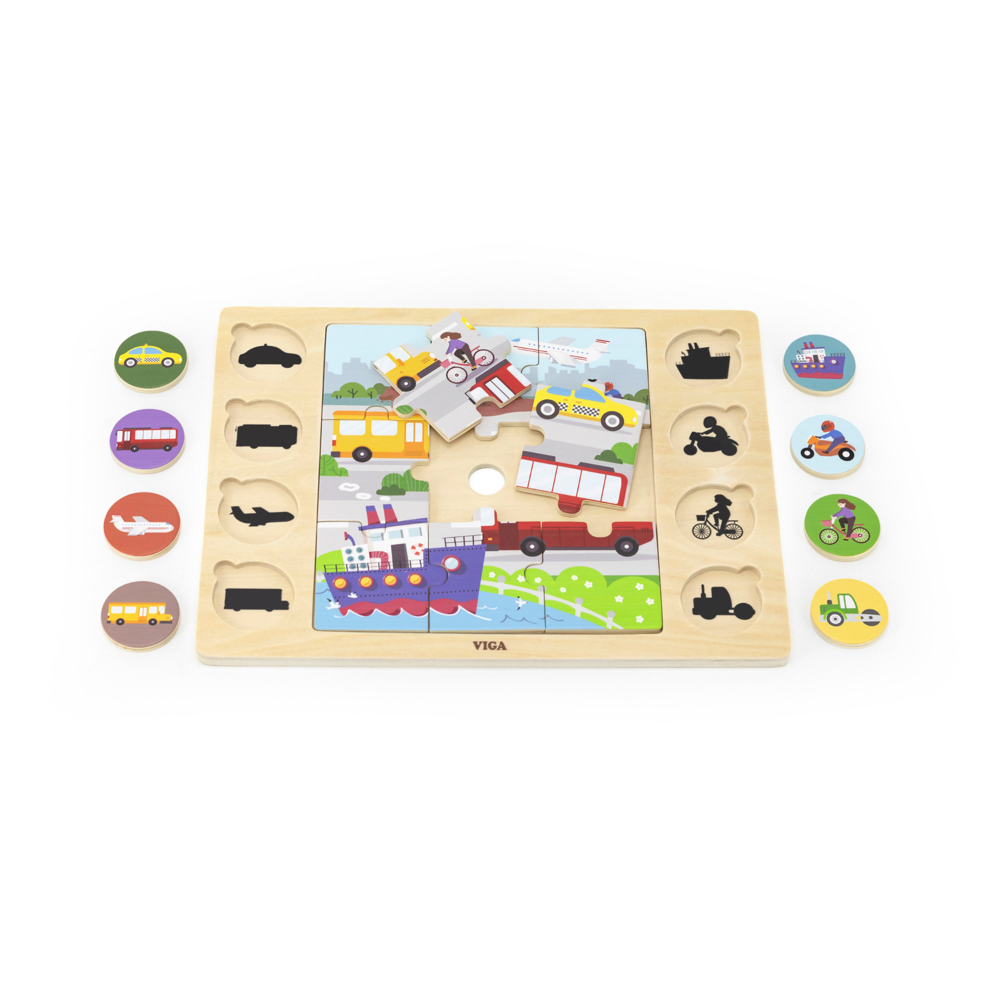 لعبة فيجا موديز أوف ترانسبورتيشن، أحجية الصور المقطوعة من 17 قطعة، لعبة مونتيسوري الخشبية، تُنمّي المهارات الحسية والإدراكية والحركية الدقيقة، لعبة تعليمية للأطفال غير سامة وصديقة للبيئة، مناسبة للأطفال من سن 18 شهرًا فما فوق