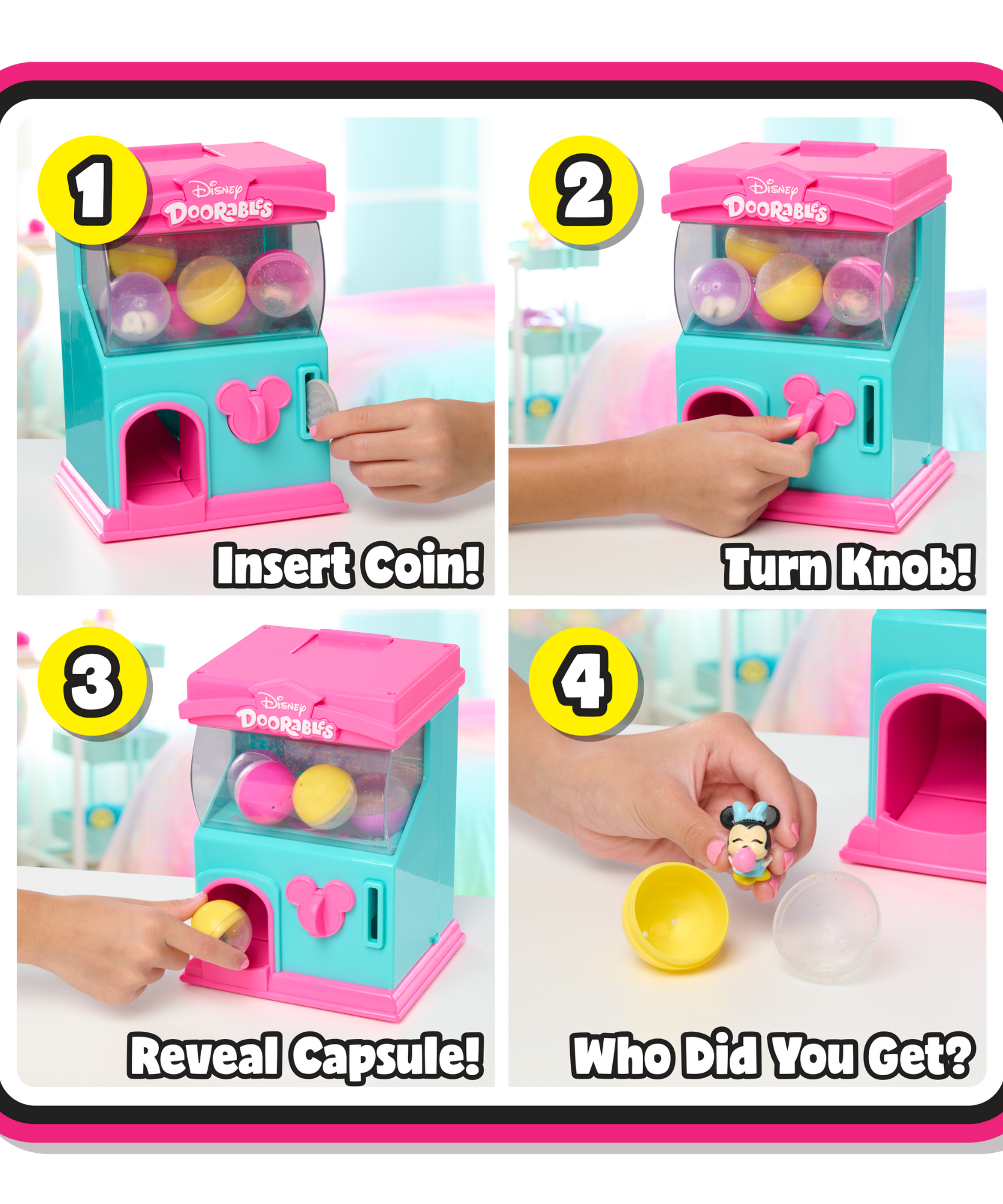 Disney Doorables Squish’Alots Squish Machine with 6 Collectible Blind Bag Mini Action Figures, 1 Inch (2.5 cm) Toy Figurines, Officially Licensed Kids Toy for Ages 5 & Up by Just Play