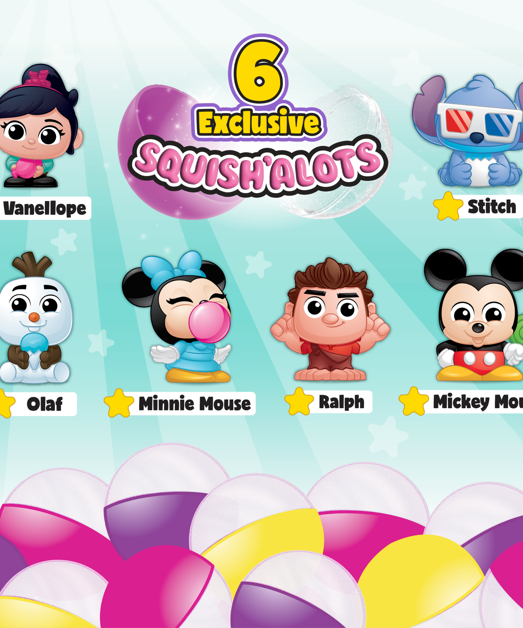 Disney Doorables Squish’Alots Squish Machine with 6 Collectible Blind Bag Mini Action Figures, 1 Inch (2.5 cm) Toy Figurines, Officially Licensed Kids Toy for Ages 5 & Up by Just Play