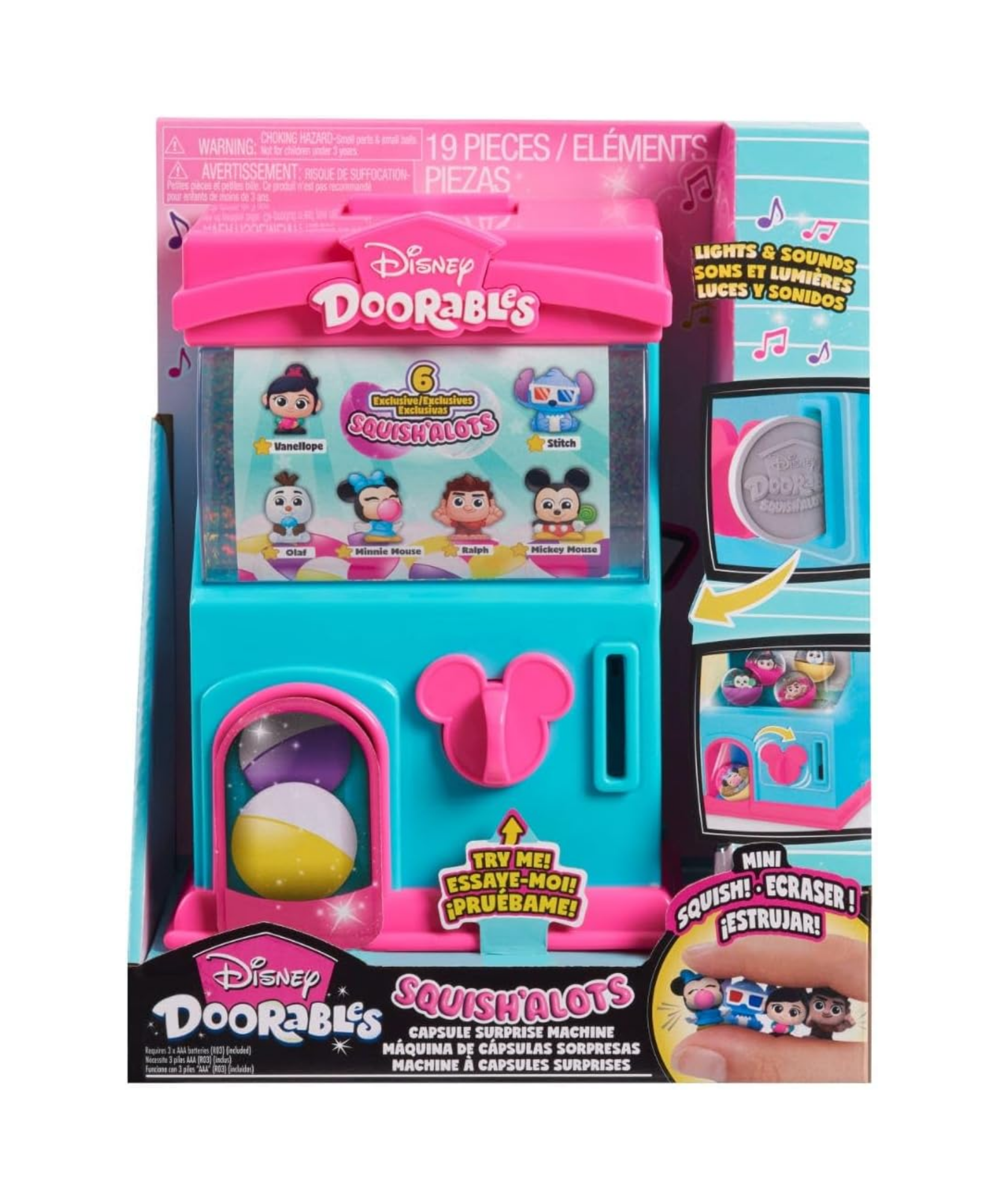 Disney Doorables Squish’Alots Squish Machine with 6 Collectible Blind Bag Mini Action Figures, 1 Inch (2.5 cm) Toy Figurines, Officially Licensed Kids Toy for Ages 5 & Up by Just Play