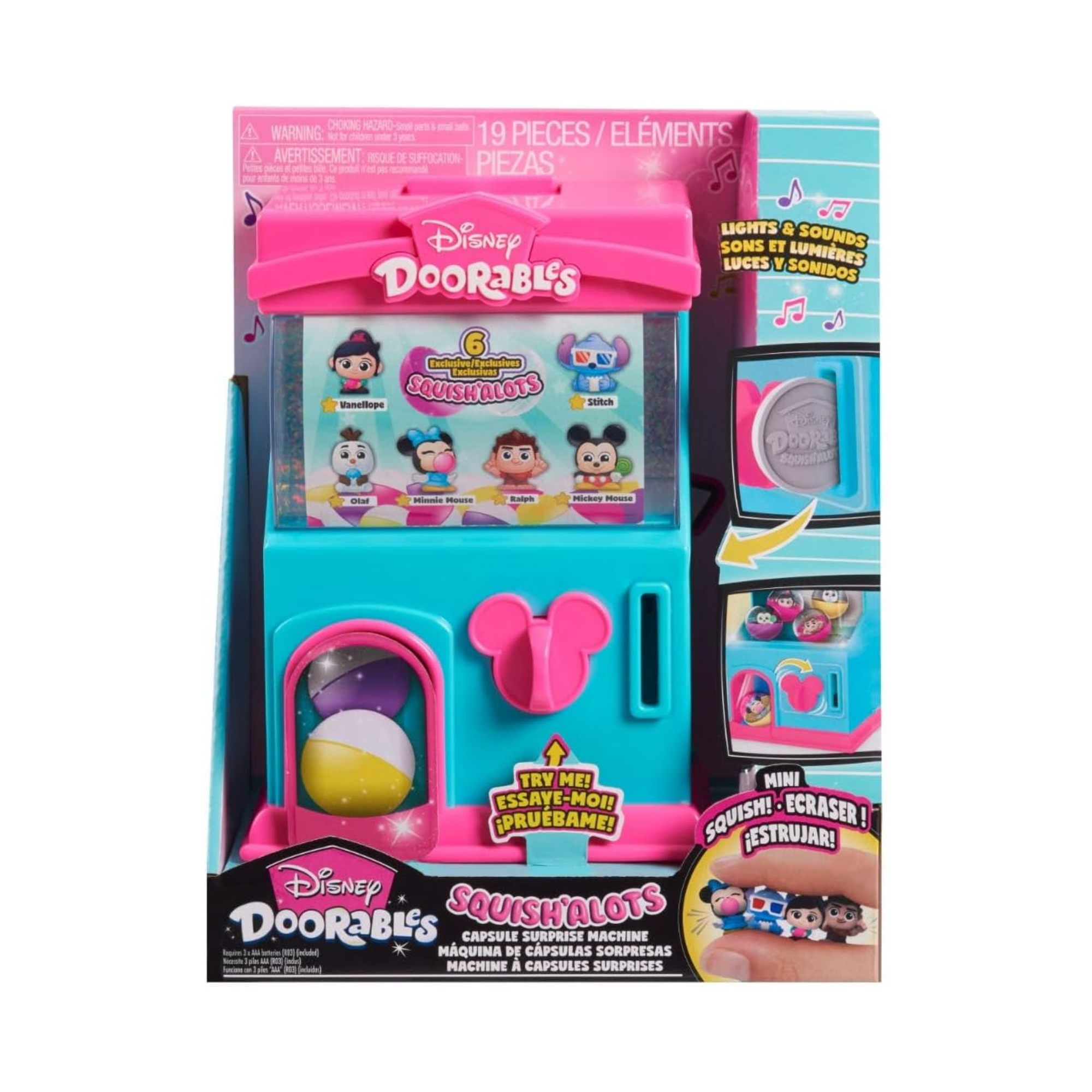Disney Doorables Squish’Alots Squish Machine with 6 Collectible Blind Bag Mini Action Figures, 1 Inch (2.5 cm) Toy Figurines, Officially Licensed Kids Toy for Ages 5 & Up by Just Play