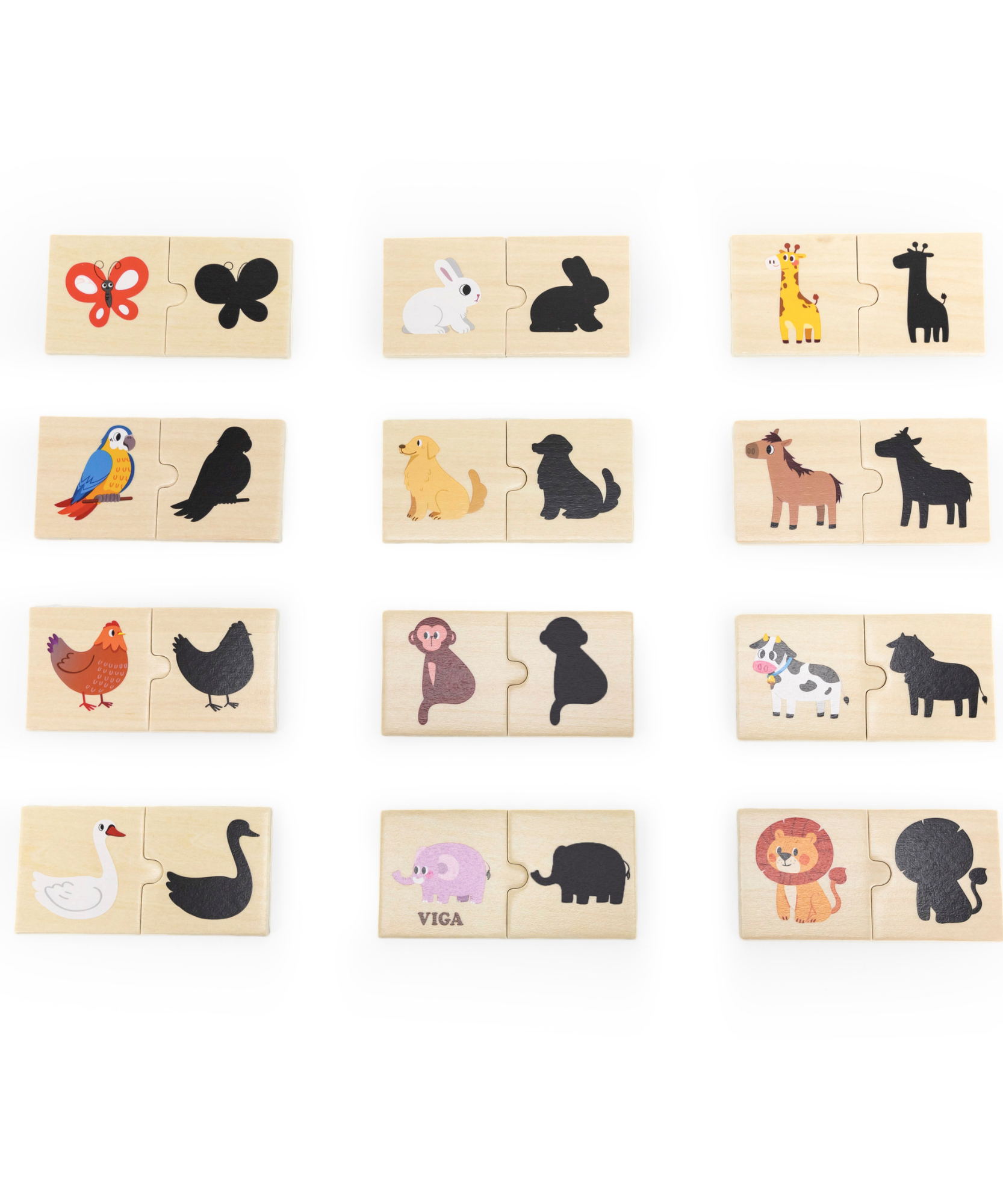لعبة فيجا للربط، مطابقة الظلال، أحجية من ٢٤ قطعة، لعبة مونتيسوري خشبية، تُنمّي المهارات الحسية والإدراكية والحركية الدقيقة، غير سامة وصديقة للبيئة، مناسبة للأطفال من عمر ١٨ شهرًا فما فوق