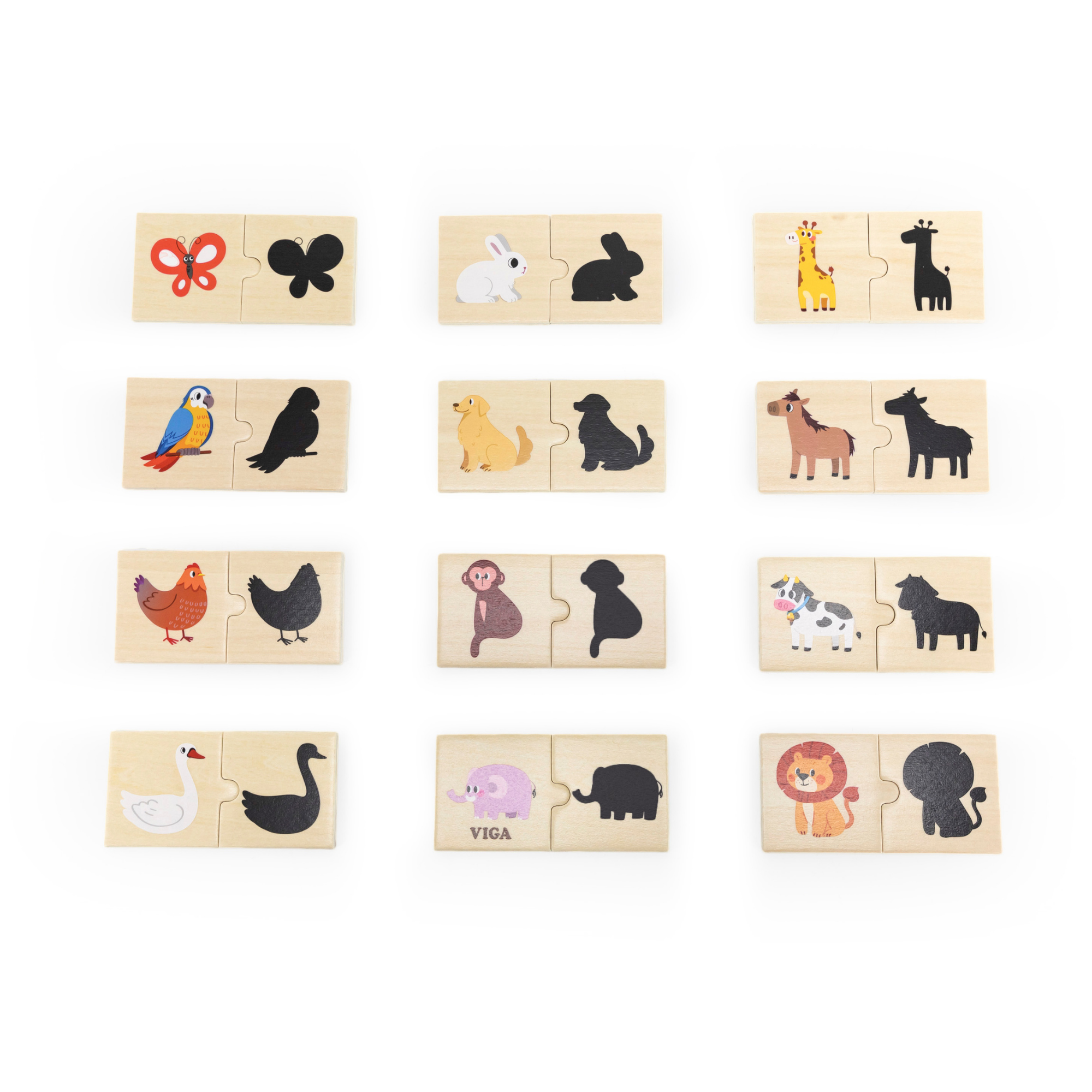 لعبة فيجا للربط، مطابقة الظلال، أحجية من ٢٤ قطعة، لعبة مونتيسوري خشبية، تُنمّي المهارات الحسية والإدراكية والحركية الدقيقة، غير سامة وصديقة للبيئة، مناسبة للأطفال من عمر ١٨ شهرًا فما فوق