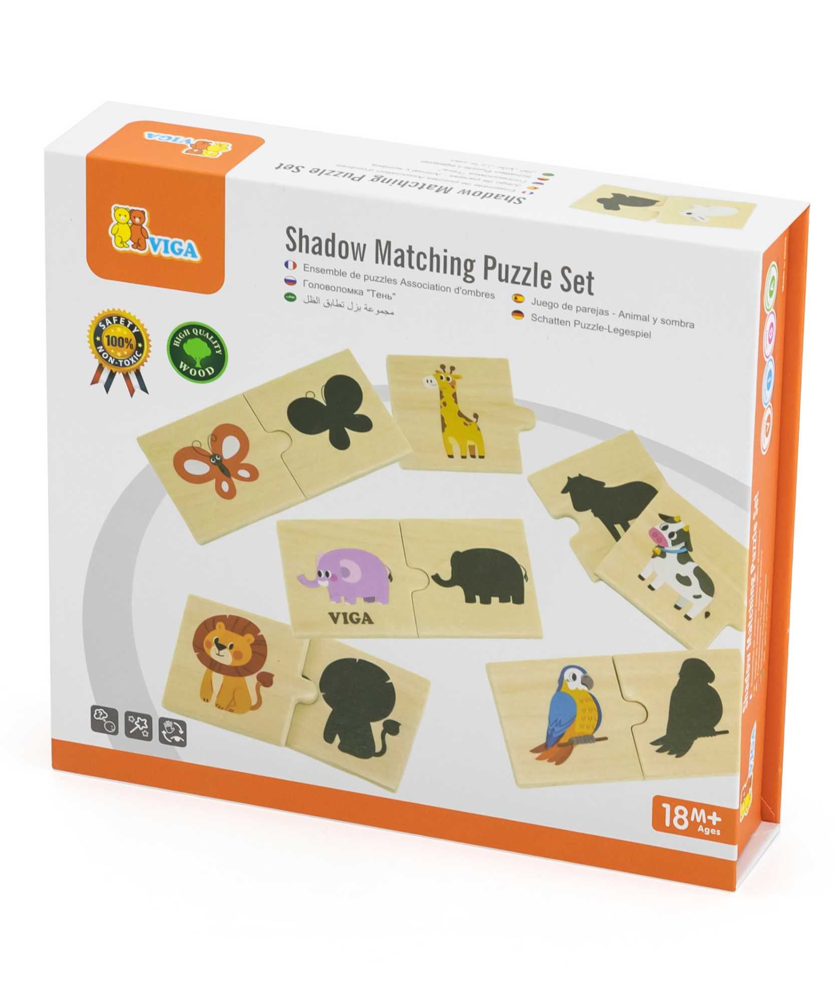 لعبة فيجا للربط، مطابقة الظلال، أحجية من ٢٤ قطعة، لعبة مونتيسوري خشبية، تُنمّي المهارات الحسية والإدراكية والحركية الدقيقة، غير سامة وصديقة للبيئة، مناسبة للأطفال من عمر ١٨ شهرًا فما فوق