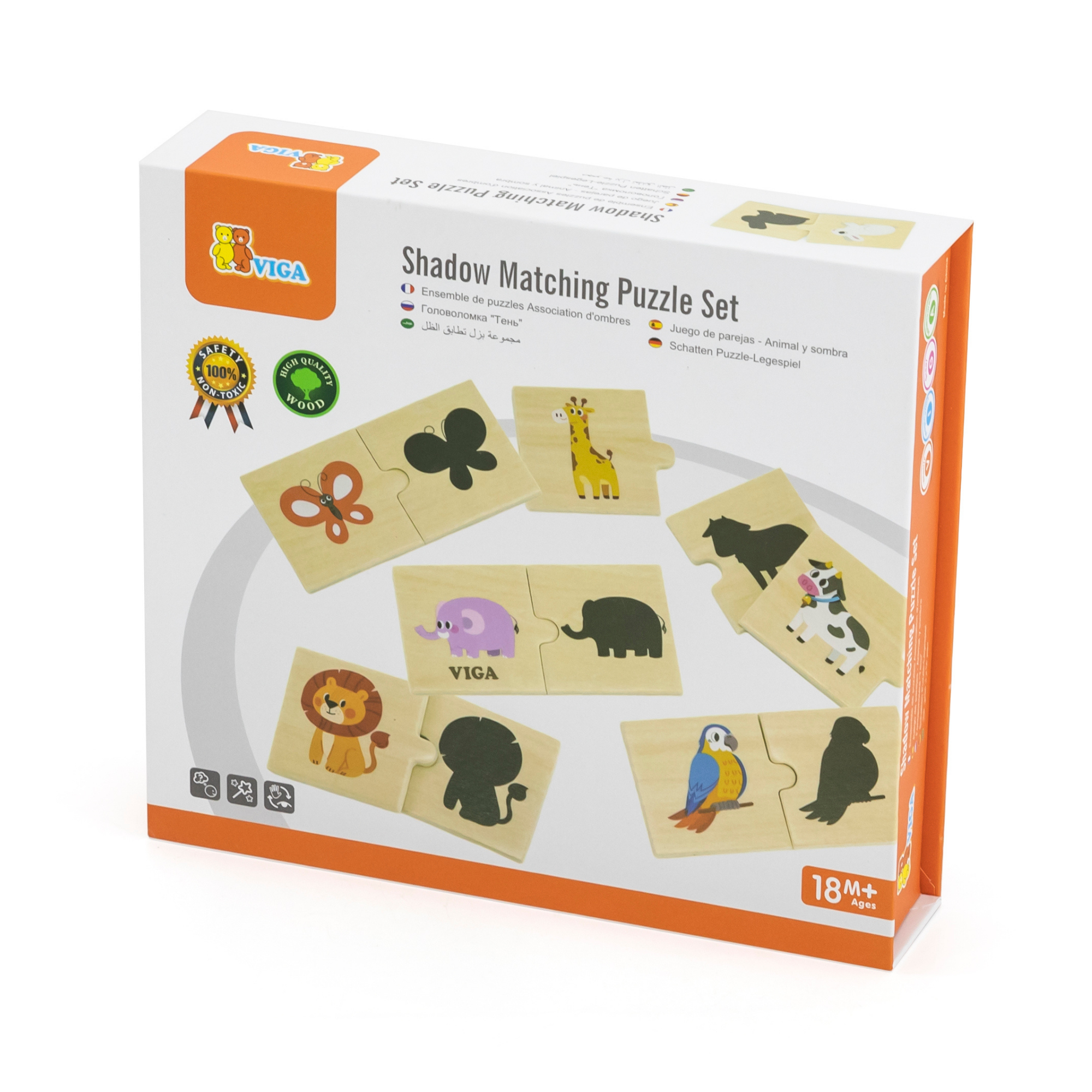 لعبة فيجا للربط، مطابقة الظلال، أحجية من ٢٤ قطعة، لعبة مونتيسوري خشبية، تُنمّي المهارات الحسية والإدراكية والحركية الدقيقة، غير سامة وصديقة للبيئة، مناسبة للأطفال من عمر ١٨ شهرًا فما فوق
