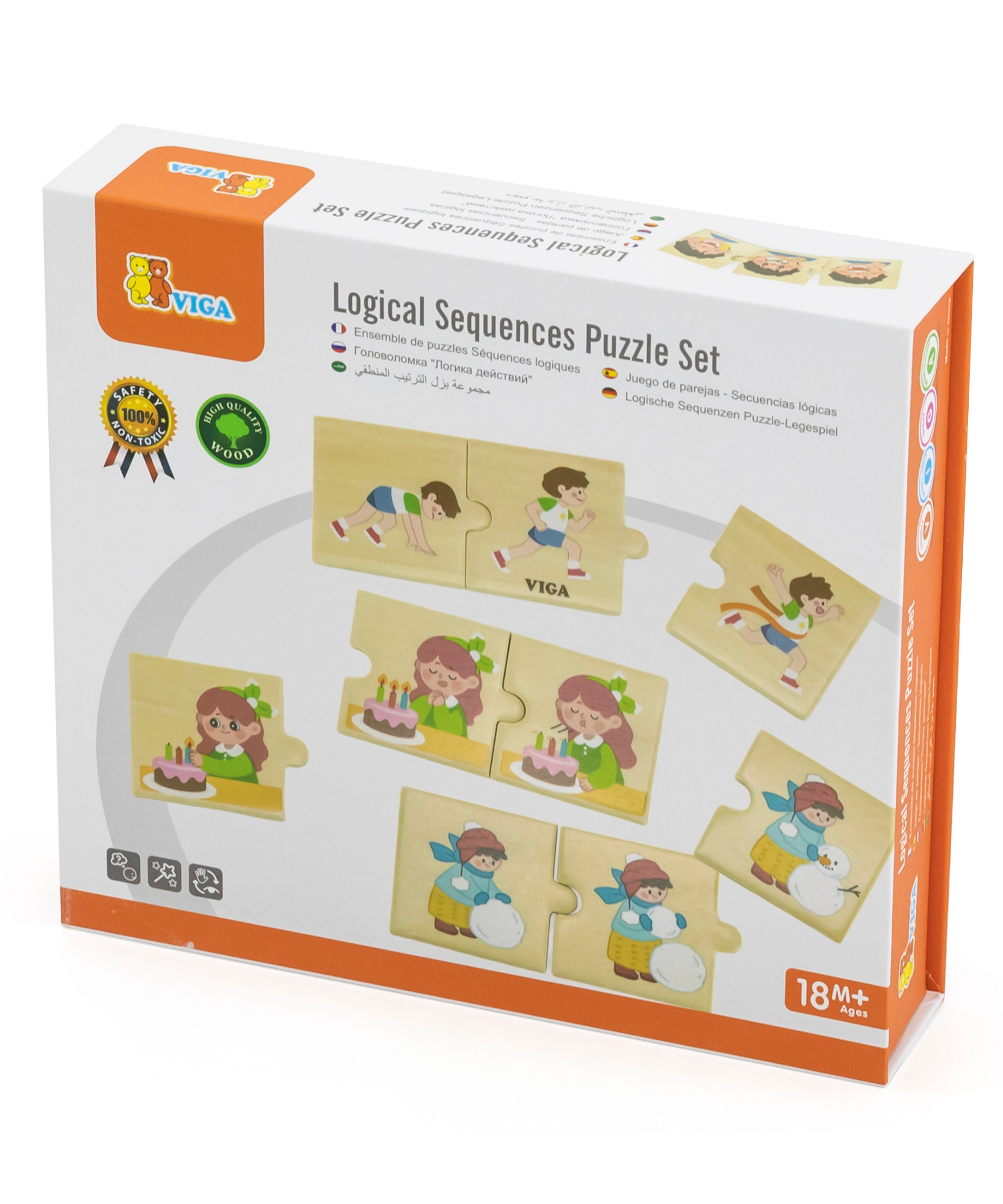 تسلسلات فيجا المنطقية، نشاط يومي، أحجية مطابقة ومزج من 24 قطعة، لعبة مونتيسوري خشبية، تُنمّي المهارات الحسية والإدراكية والحركية الدقيقة، لعبة تعليمية غير سامة وصديقة للبيئة للأطفال، من عمر 18 شهرًا فما فوق