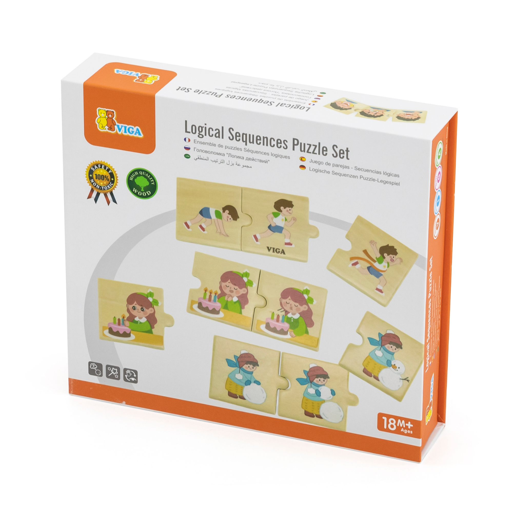 تسلسلات فيجا المنطقية، نشاط يومي، أحجية مطابقة ومزج من 24 قطعة، لعبة مونتيسوري خشبية، تُنمّي المهارات الحسية والإدراكية والحركية الدقيقة، لعبة تعليمية غير سامة وصديقة للبيئة للأطفال، من عمر 18 شهرًا فما فوق