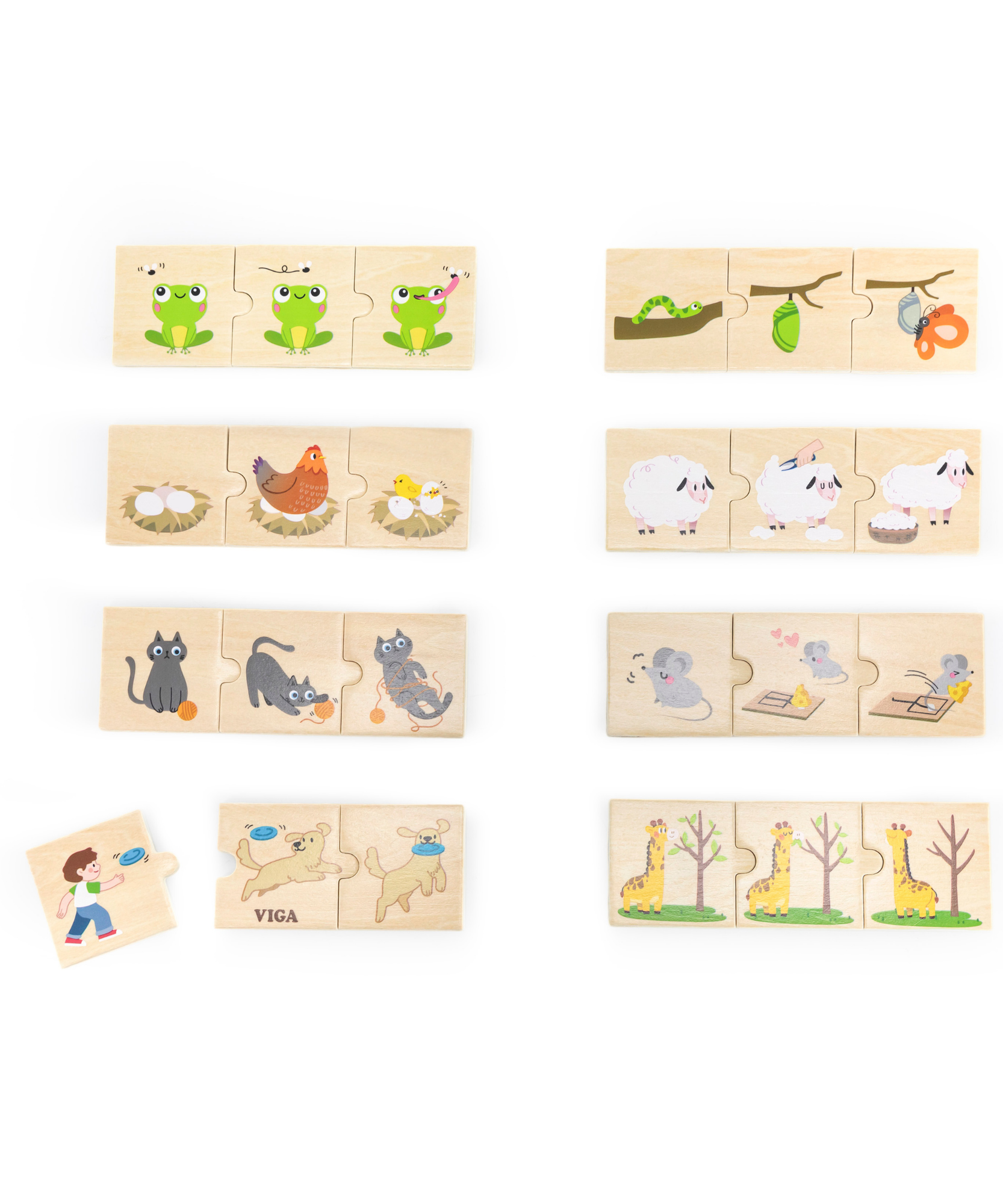 Viga Logical Sequences, Animals & Nature, 24 Piece Mix & Match Puzzle, Montessori Wooden Toy, Develops Sensory, Cognitive & Fine Motor Skills, Non-Toxic & Eco-friendly Kids Educational Toy, 18M+