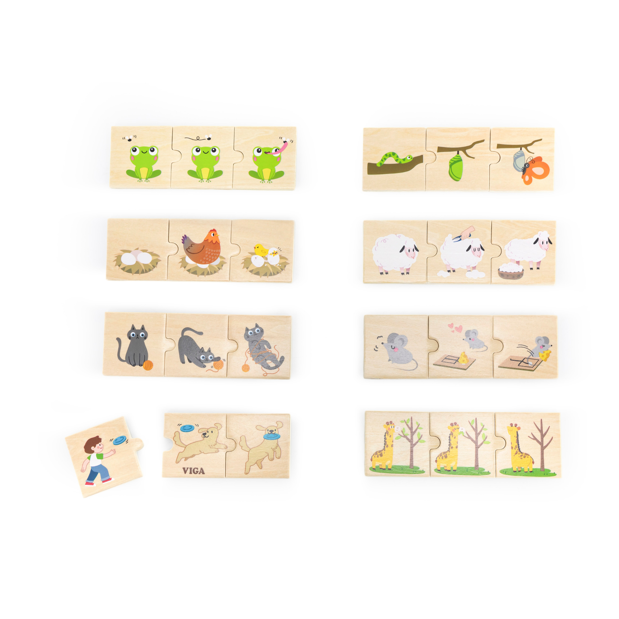 Viga Logical Sequences, Animals & Nature, 24 Piece Mix & Match Puzzle, Montessori Wooden Toy, Develops Sensory, Cognitive & Fine Motor Skills, Non-Toxic & Eco-friendly Kids Educational Toy, 18M+