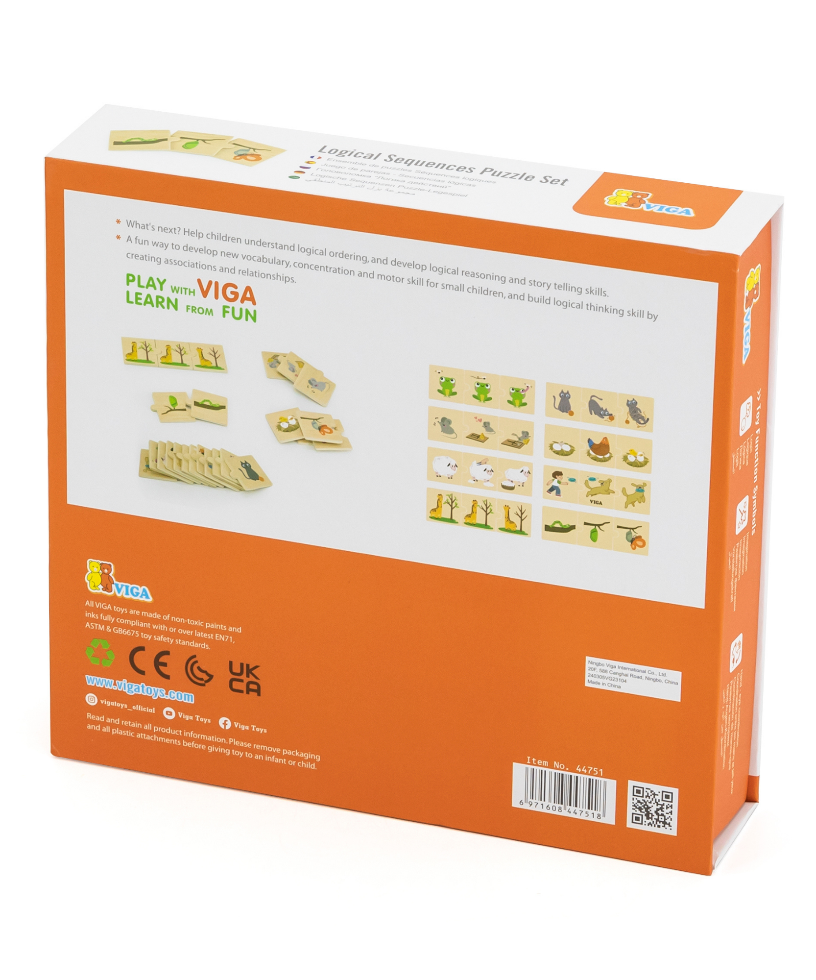 Viga Logical Sequences, Animals & Nature, 24 Piece Mix & Match Puzzle, Montessori Wooden Toy, Develops Sensory, Cognitive & Fine Motor Skills, Non-Toxic & Eco-friendly Kids Educational Toy, 18M+