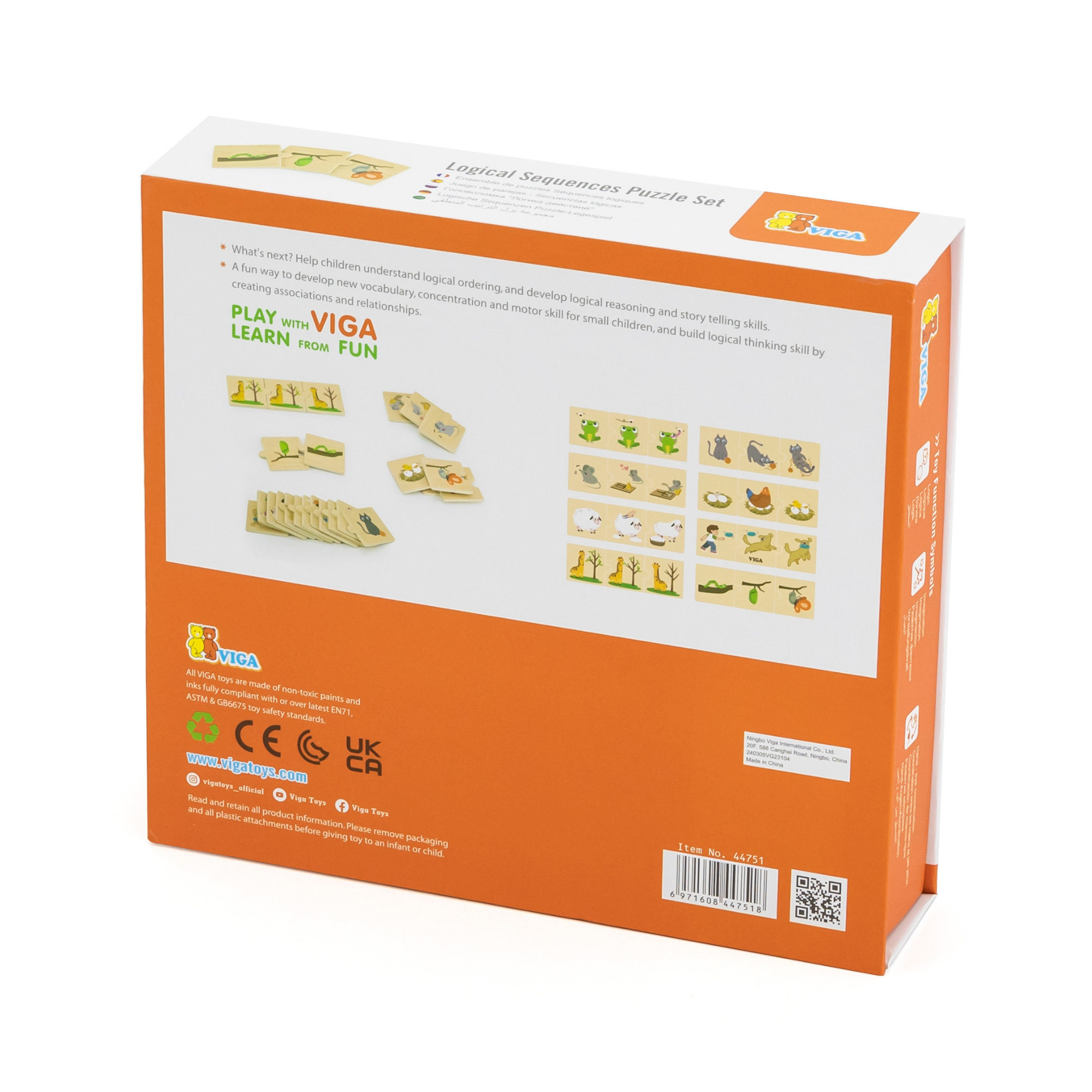 Viga Logical Sequences, Animals & Nature, 24 Piece Mix & Match Puzzle, Montessori Wooden Toy, Develops Sensory, Cognitive & Fine Motor Skills, Non-Toxic & Eco-friendly Kids Educational Toy, 18M+