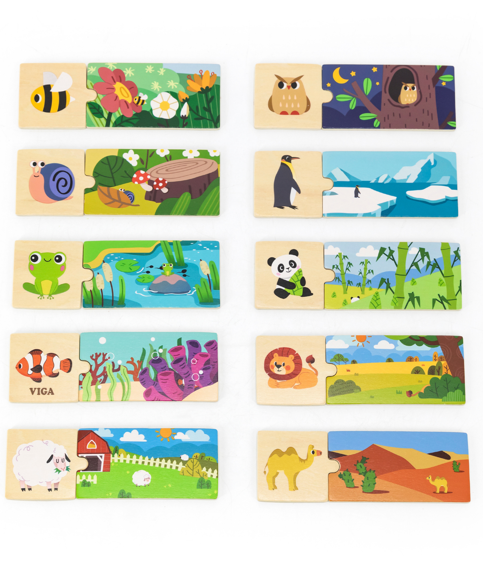 لعبة فيجا للربط، منازل الحيوانات، أحجية مطابقة ومزج من 20 قطعة، لعبة مونتيسوري خشبية، تُنمّي المهارات الحسية والإدراكية والحركية الدقيقة، لعبة تعليمية غير سامة وصديقة للبيئة للأطفال، مناسبة للأعمار من 18 شهرًا فما فوق