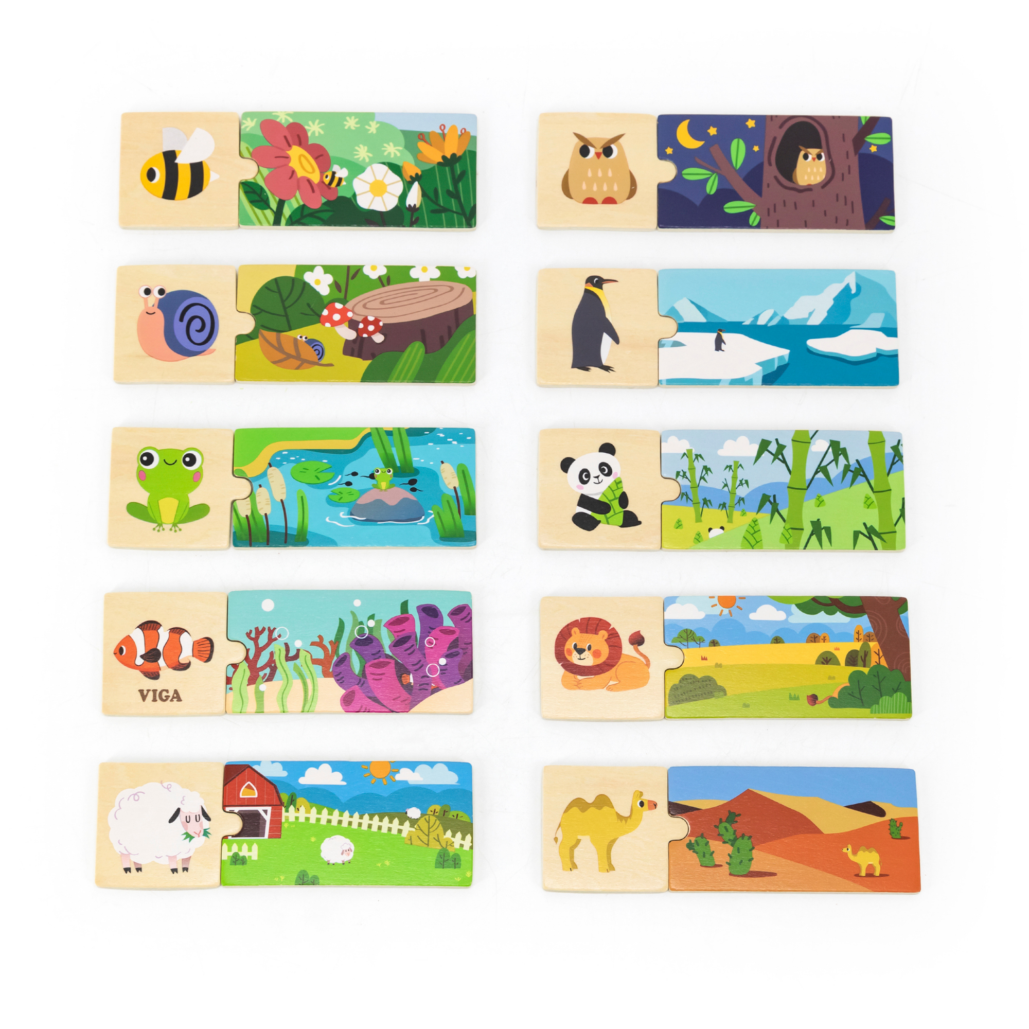 لعبة فيجا للربط، منازل الحيوانات، أحجية مطابقة ومزج من 20 قطعة، لعبة مونتيسوري خشبية، تُنمّي المهارات الحسية والإدراكية والحركية الدقيقة، لعبة تعليمية غير سامة وصديقة للبيئة للأطفال، مناسبة للأعمار من 18 شهرًا فما فوق