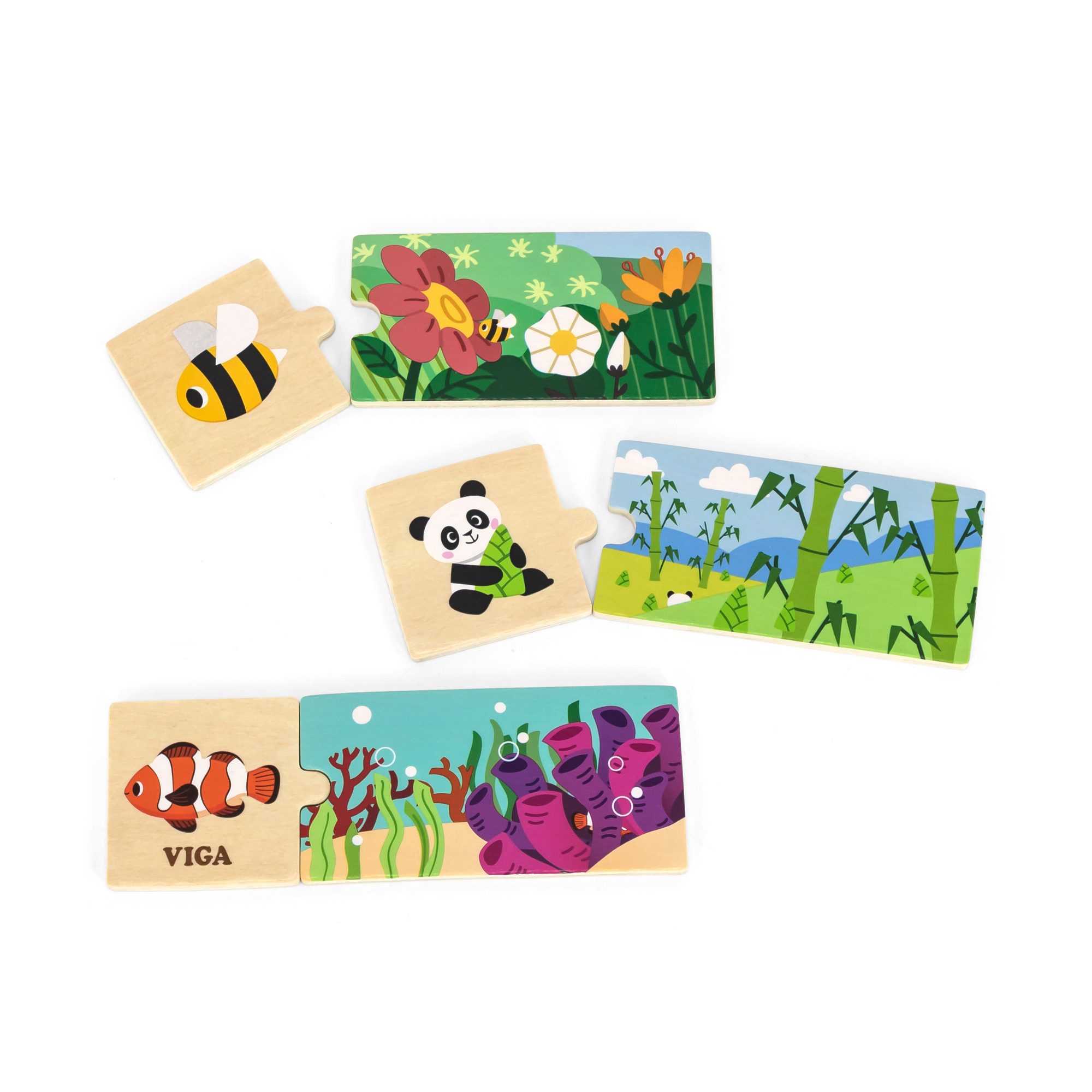 لعبة فيجا للربط، منازل الحيوانات، أحجية مطابقة ومزج من 20 قطعة، لعبة مونتيسوري خشبية، تُنمّي المهارات الحسية والإدراكية والحركية الدقيقة، لعبة تعليمية غير سامة وصديقة للبيئة للأطفال، مناسبة للأعمار من 18 شهرًا فما فوق