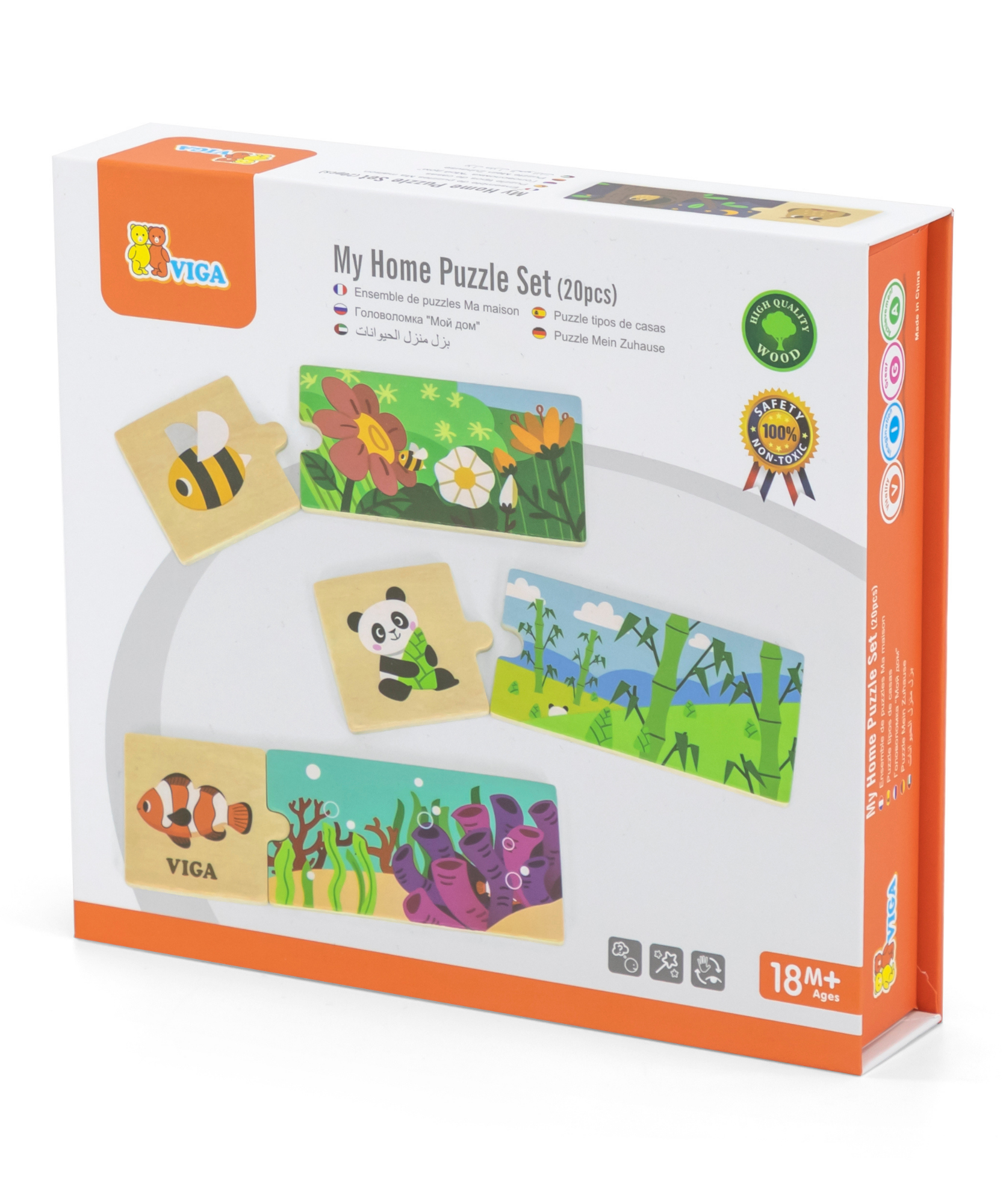 لعبة فيجا للربط، منازل الحيوانات، أحجية مطابقة ومزج من 20 قطعة، لعبة مونتيسوري خشبية، تُنمّي المهارات الحسية والإدراكية والحركية الدقيقة، لعبة تعليمية غير سامة وصديقة للبيئة للأطفال، مناسبة للأعمار من 18 شهرًا فما فوق
