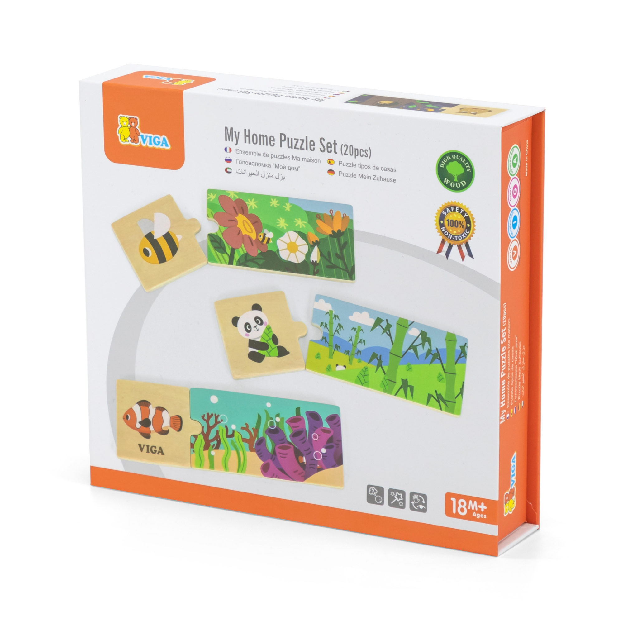 لعبة فيجا للربط، منازل الحيوانات، أحجية مطابقة ومزج من 20 قطعة، لعبة مونتيسوري خشبية، تُنمّي المهارات الحسية والإدراكية والحركية الدقيقة، لعبة تعليمية غير سامة وصديقة للبيئة للأطفال، مناسبة للأعمار من 18 شهرًا فما فوق