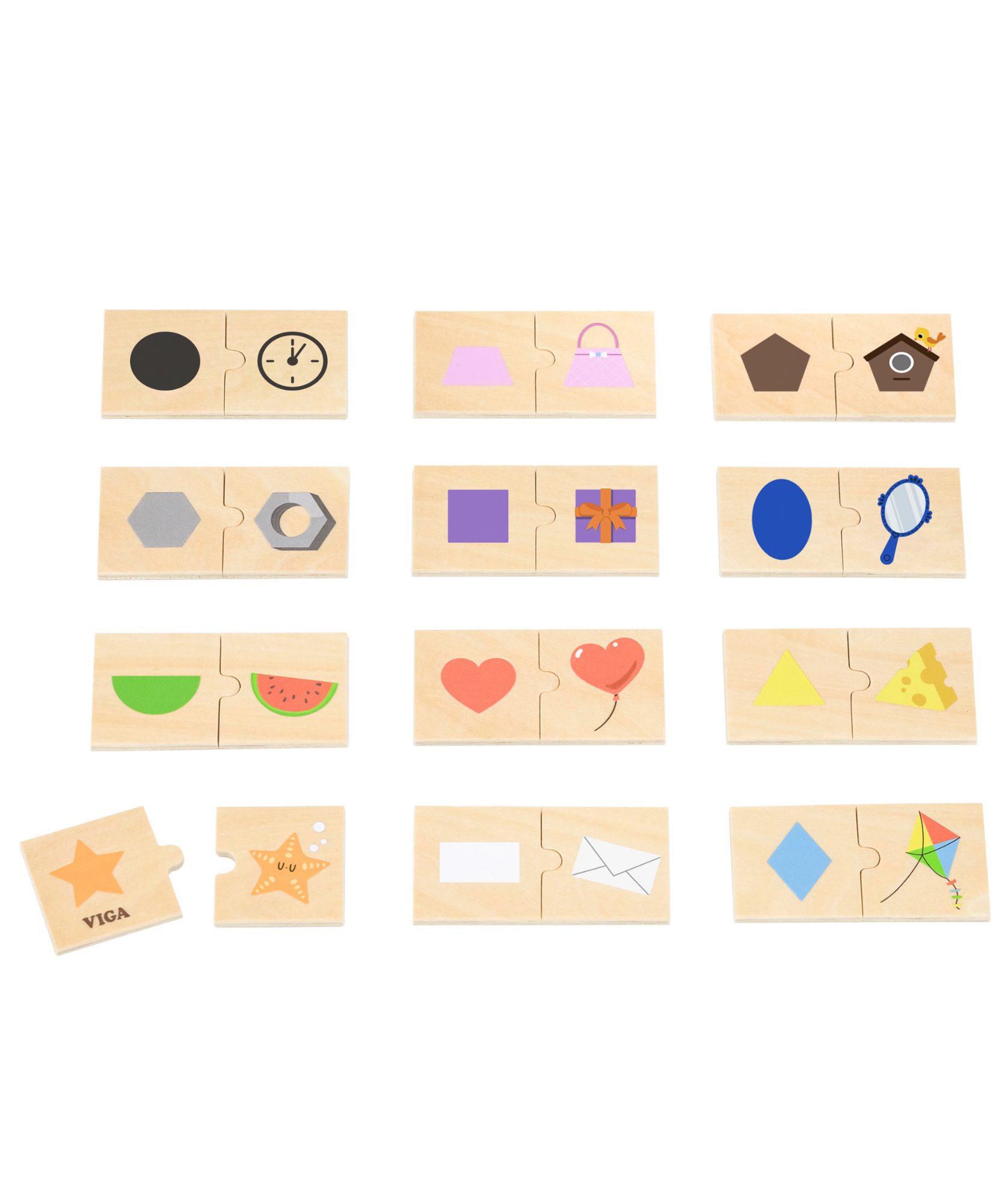 لعبة فيجا لربط الأشكال بالأشياء، أحجية من ٢٤ قطعة، لعبة مونتيسوري خشبية، تُنمّي المهارات الحسية والإدراكية والحركية الدقيقة، غير سامة وصديقة للبيئة، مناسبة للأطفال من عمر ١٨ شهرًا فما فوق