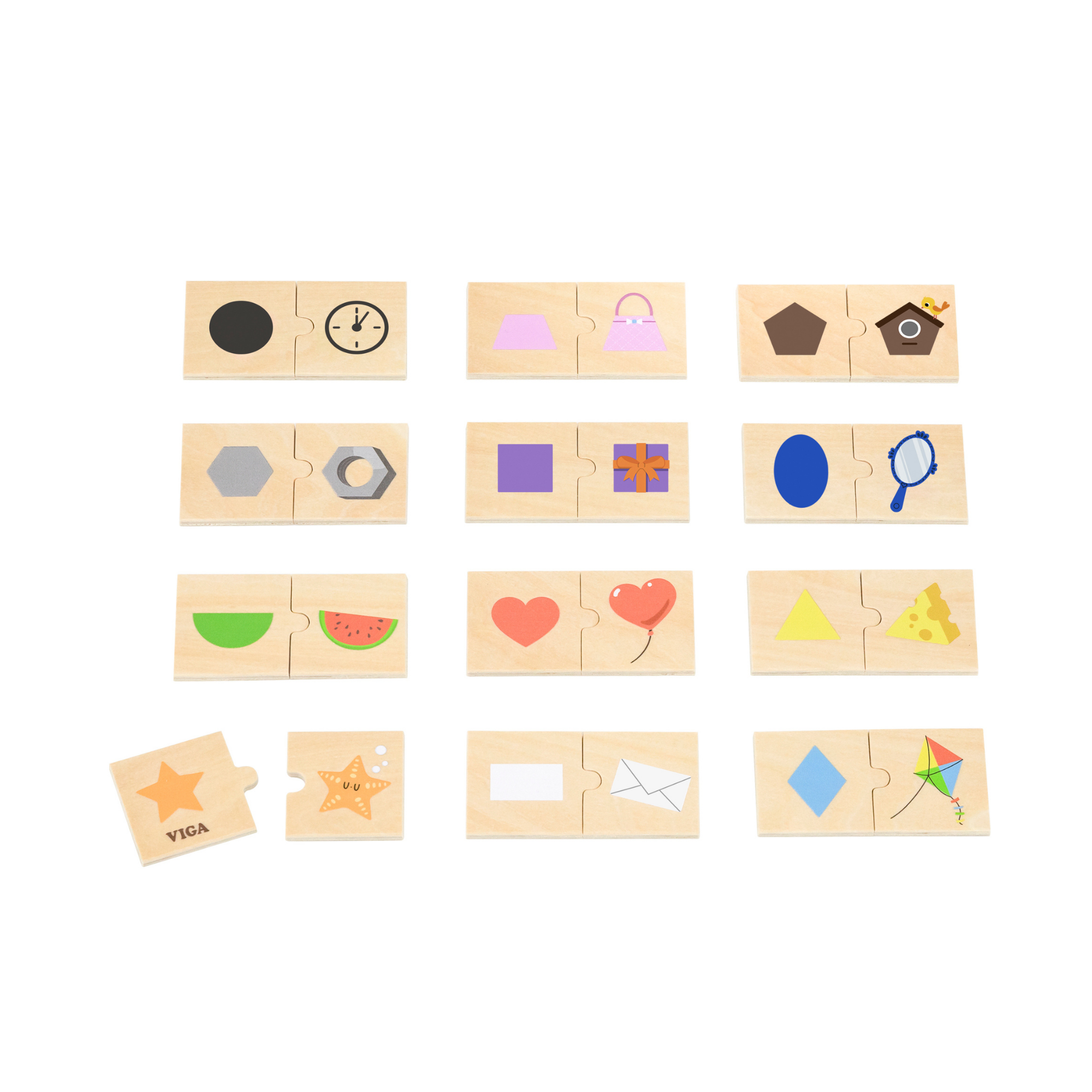 لعبة فيجا لربط الأشكال بالأشياء، أحجية من ٢٤ قطعة، لعبة مونتيسوري خشبية، تُنمّي المهارات الحسية والإدراكية والحركية الدقيقة، غير سامة وصديقة للبيئة، مناسبة للأطفال من عمر ١٨ شهرًا فما فوق