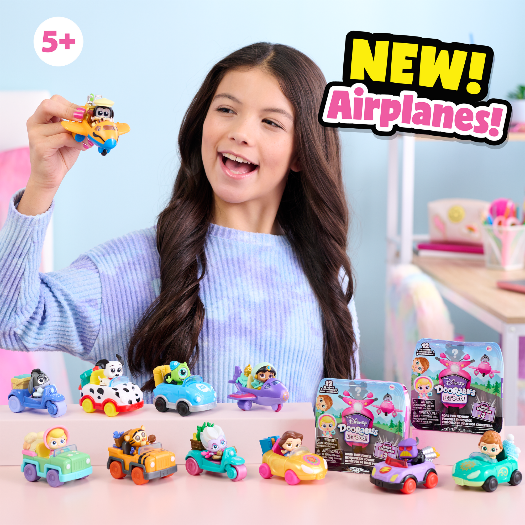 مجموعة ديزني دورابلز ليتس جو سيريز 3 "مركبات رحلات الطرق" شخصيات مصغرة قابلة للتجميع، 1.5 بوصة (3.8 سم) من التماثيل الصغيرة ومجموعة لعب المركبات، لعبة أطفال مرخصة رسميًا للأعمار من 5 سنوات فما فوق من جاست بلاي