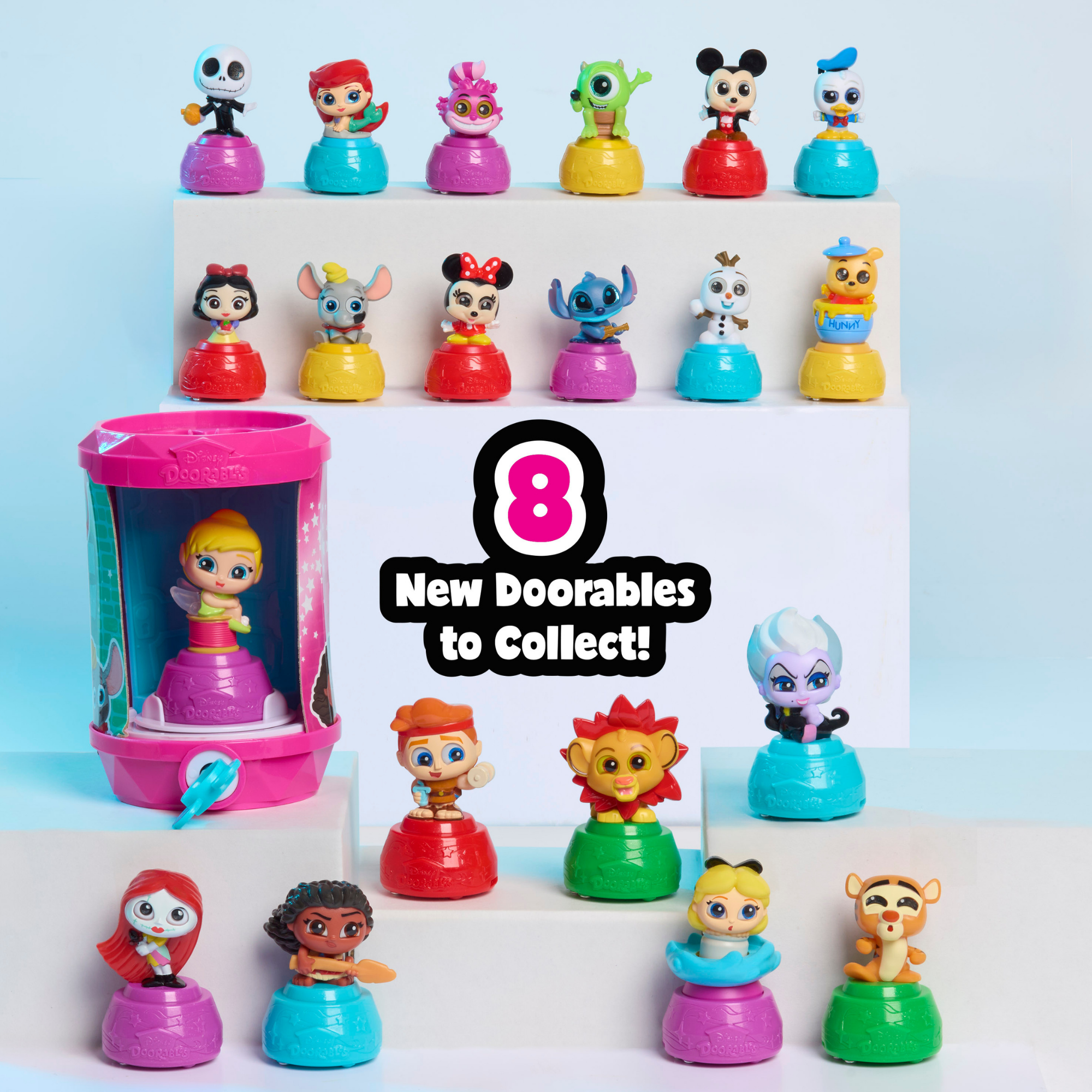 تتميز كبسولات ديزني دورابلز مايكرو موشن سيريز 1 بـ 1 من 12 شخصية متحركة صغيرة قابلة للتجميع، لعبة صغيرة مقاس 1.5 بوصة (3.8 سم)، لعبة أطفال مرخصة رسميًا للأعمار من 5 سنوات فما فوق من جاست بلاي