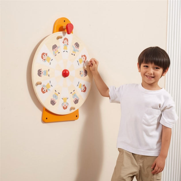 لعبة حائط خشبية من فيجا - قرص دوار للحركة والعاطفة، لوحة أنشطة تعليمية من مونتيسوري، تُنمي الذكاء العاطفي والتركيز والمهارات الحركية، صديقة للبيئة وغير سامة، للأولاد والبنات من عمر 18 شهرًا فما فوق