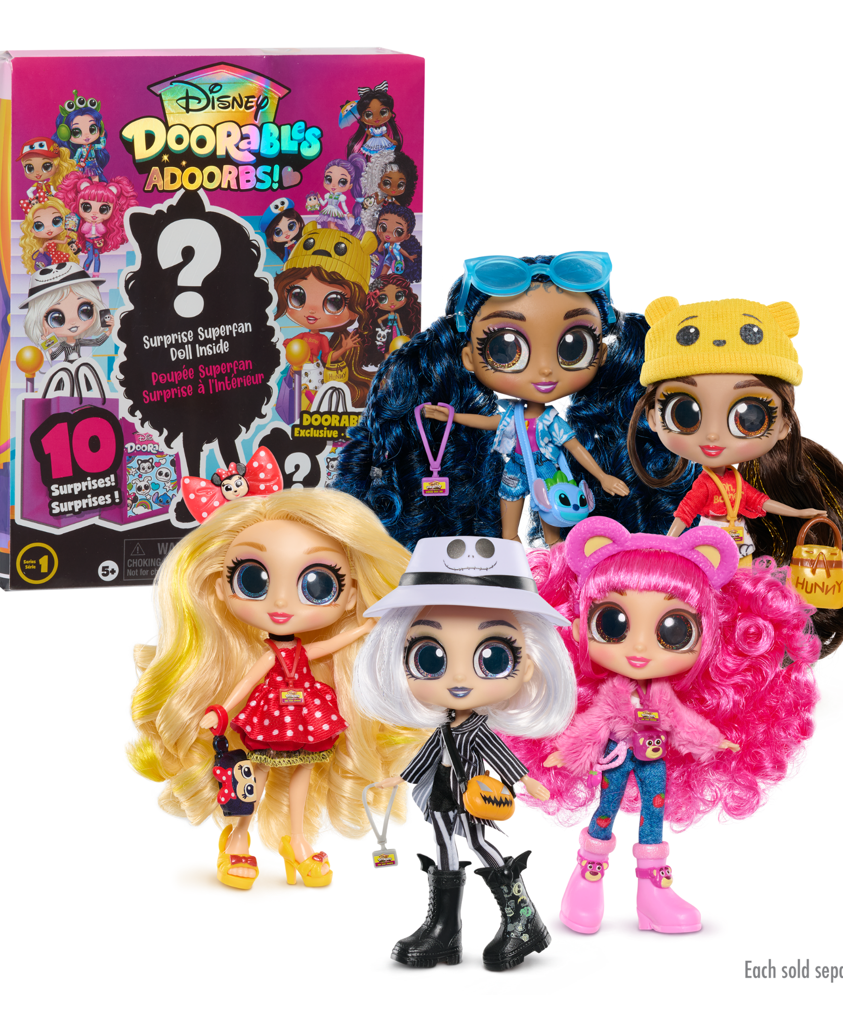 دمى ديزني دورابلز أدوربس، السلسلة 1، مجسمات ألعاب مفصلية مقاس 5.5 بوصة (12.7 سم)، تتميز بملابس وإكسسوارات مستوحاة من شخصيات ديزني، لعبة أطفال مرخصة رسميًا للأعمار من 5 سنوات فما فوق من جاست بلاي