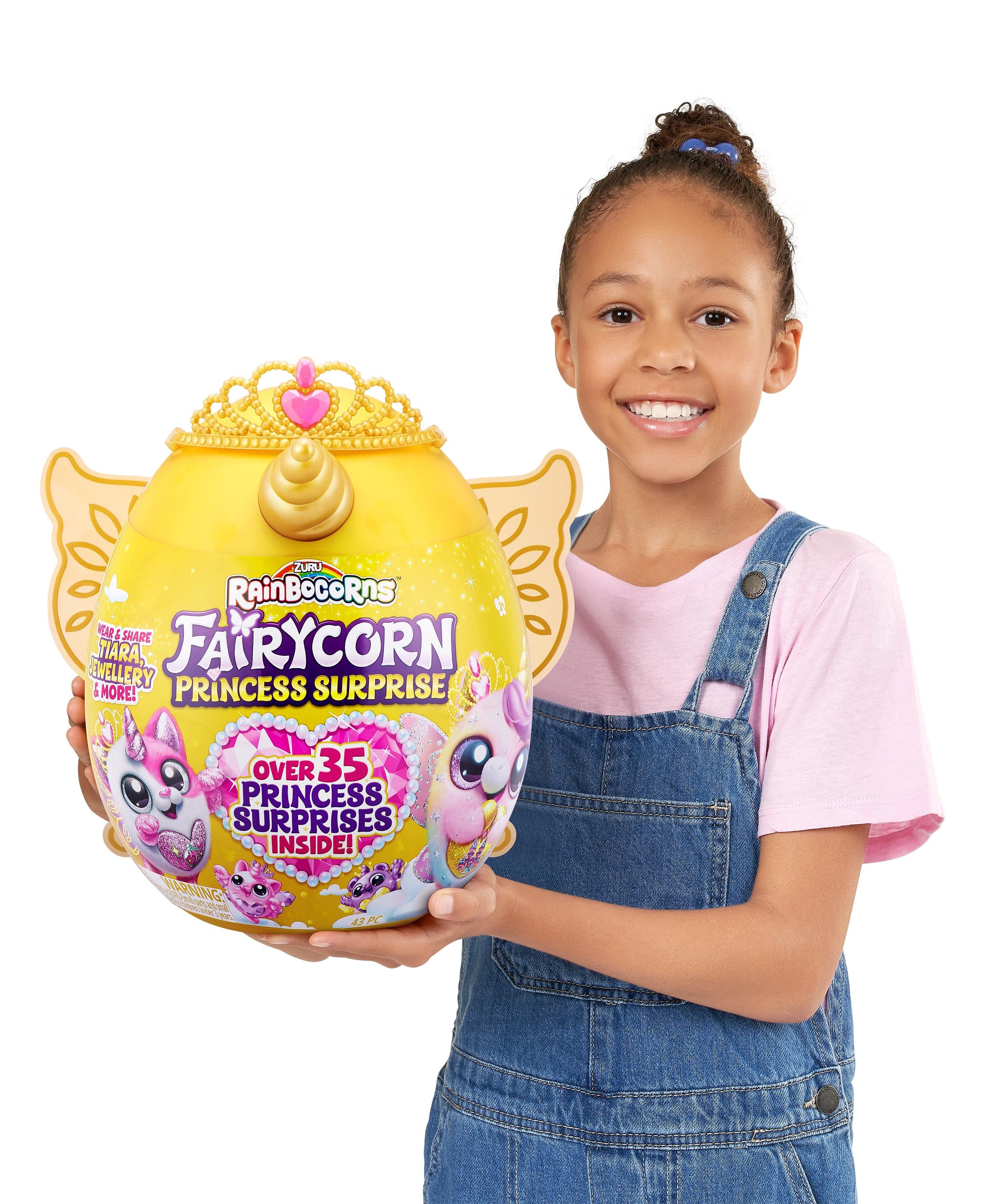 Rainbocorns Fairycorn Princess Surprise (Puppy) 11" Collectible Plush Toy with 35+ Surprises, Fairy Wings, Tiara, Wand, Boo-Boocorn, and Surprise Egg, Soft Toy for Girls Ages 3+