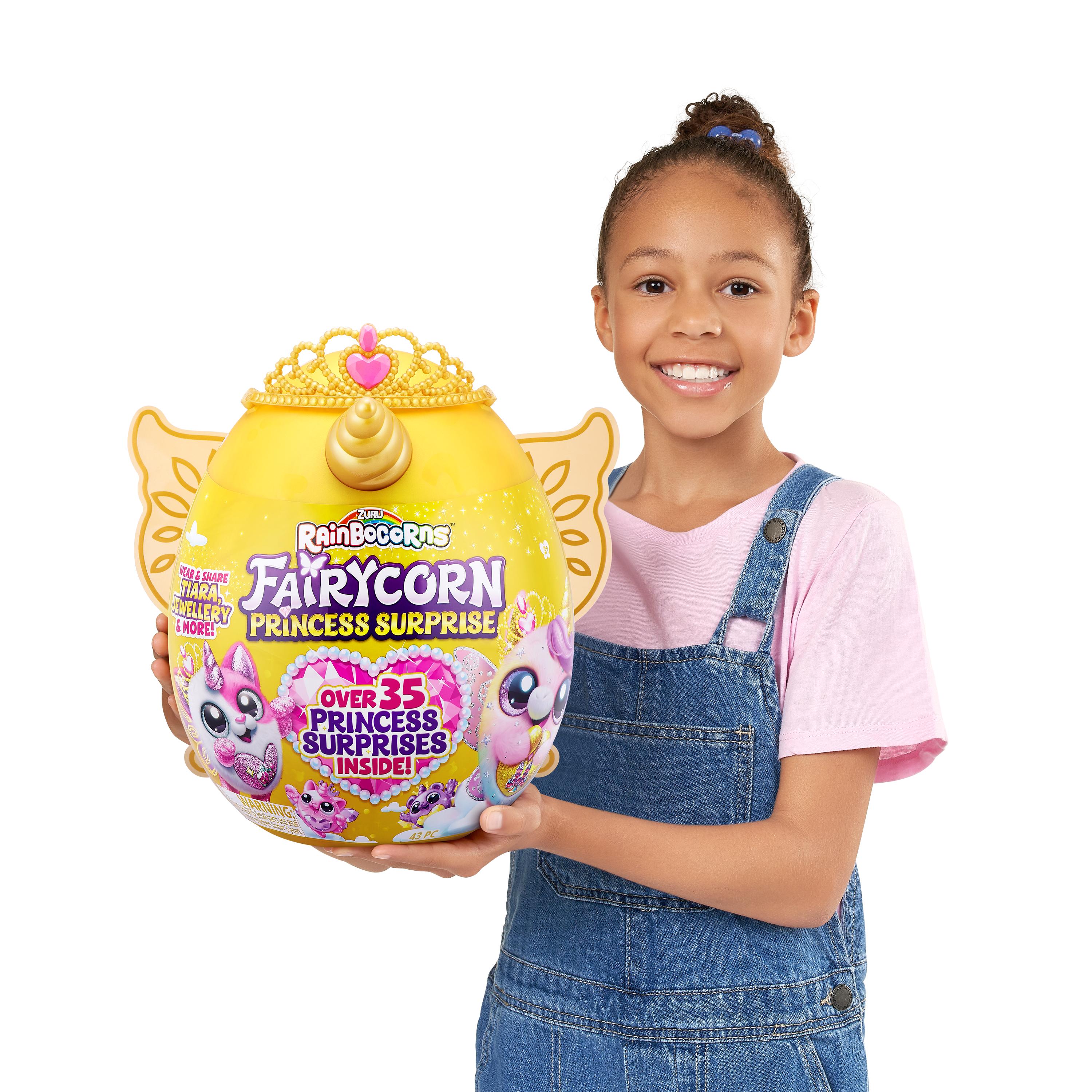 Rainbocorns Fairycorn Princess Surprise (Puppy) 11" Collectible Plush Toy with 35+ Surprises, Fairy Wings, Tiara, Wand, Boo-Boocorn, and Surprise Egg, Soft Toy for Girls Ages 3+