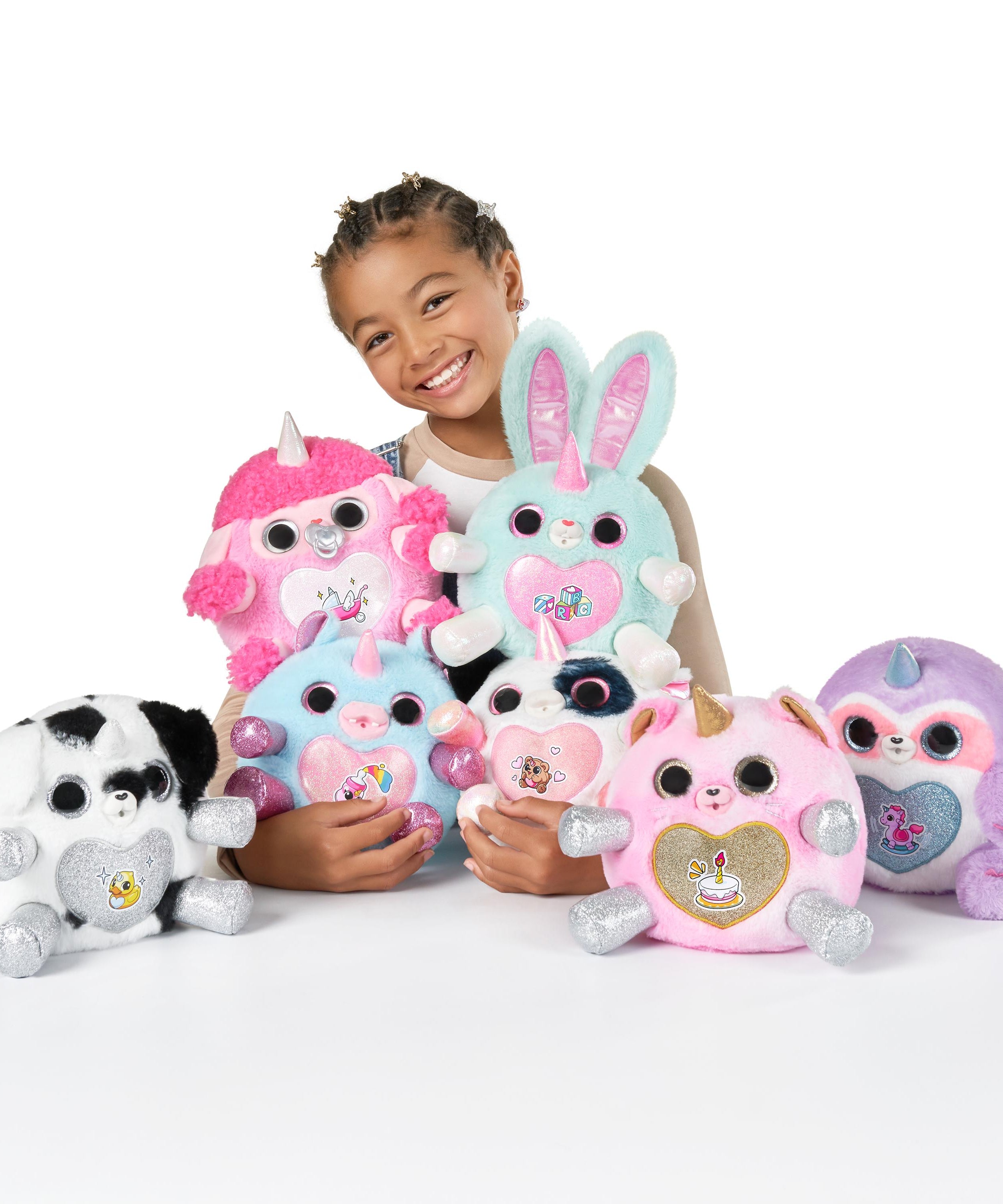 Rainbocorns Adopt-A-Corns Baby Plush Assorted Newborn Surprise Toy with 15+ Surprises, Diaper Egg, Pacifier & Adoption Certificate, Collect All 7 Cute Characters, Gift for Girls Ages 3+