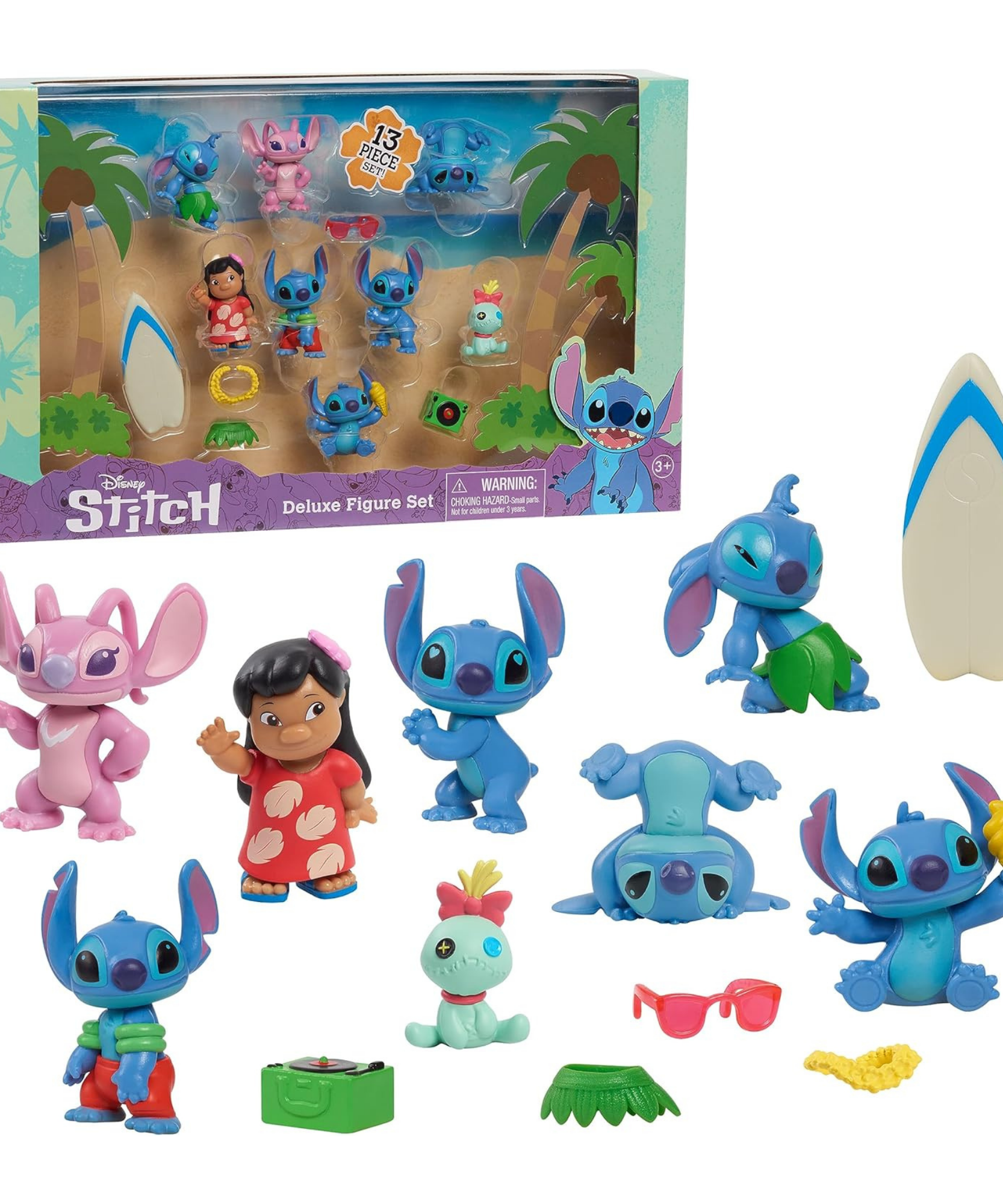 مجموعة ديزني ليلو وستيتش، 13 قطعة، مقاس 3 بوصات (5 سم)، ألعاب أطفال مرخصة رسميًا من جاست بلاي، مناسبة للأطفال من الأولاد والبنات، من عمر 3 سنوات فما فوق