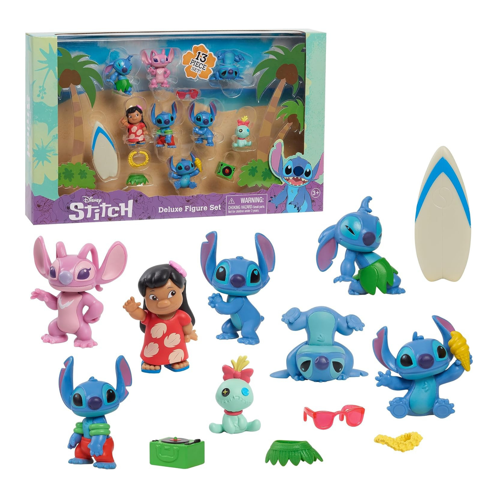 مجموعة ديزني ليلو وستيتش، 13 قطعة، مقاس 3 بوصات (5 سم)، ألعاب أطفال مرخصة رسميًا من جاست بلاي، مناسبة للأطفال من الأولاد والبنات، من عمر 3 سنوات فما فوق