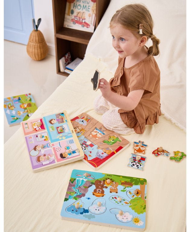 Viga Pattern Board & Block, 120 Piece Geometric Block Puzzle, Montessori Wooden Toy, Develops Sensory, Cognitive & Fine Motor Skills, Non-Toxic & Eco-friendly Kids Educational Toy, 3Y+