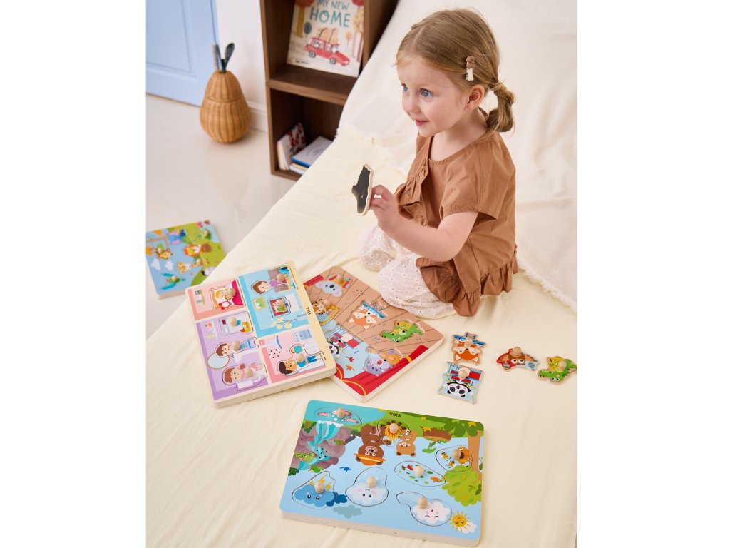 Viga Pattern Board & Block, 120 Piece Geometric Block Puzzle, Montessori Wooden Toy, Develops Sensory, Cognitive & Fine Motor Skills, Non-Toxic & Eco-friendly Kids Educational Toy, 3Y+