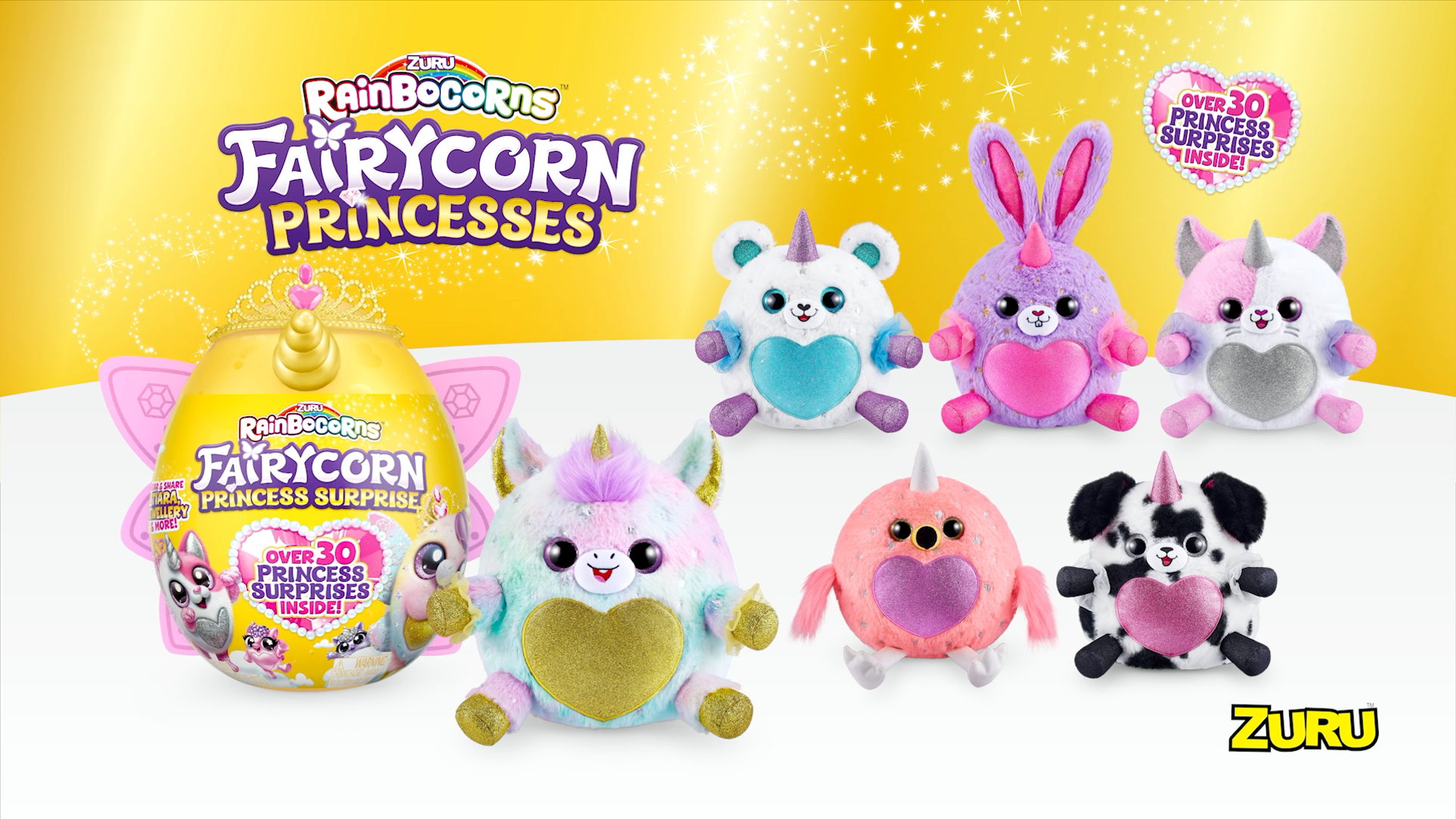 Rainbocorns Fairycorn Princess Surprise (Puppy) 11" Collectible Plush Toy with 35+ Surprises, Fairy Wings, Tiara, Wand, Boo-Boocorn, and Surprise Egg, Soft Toy for Girls Ages 3+