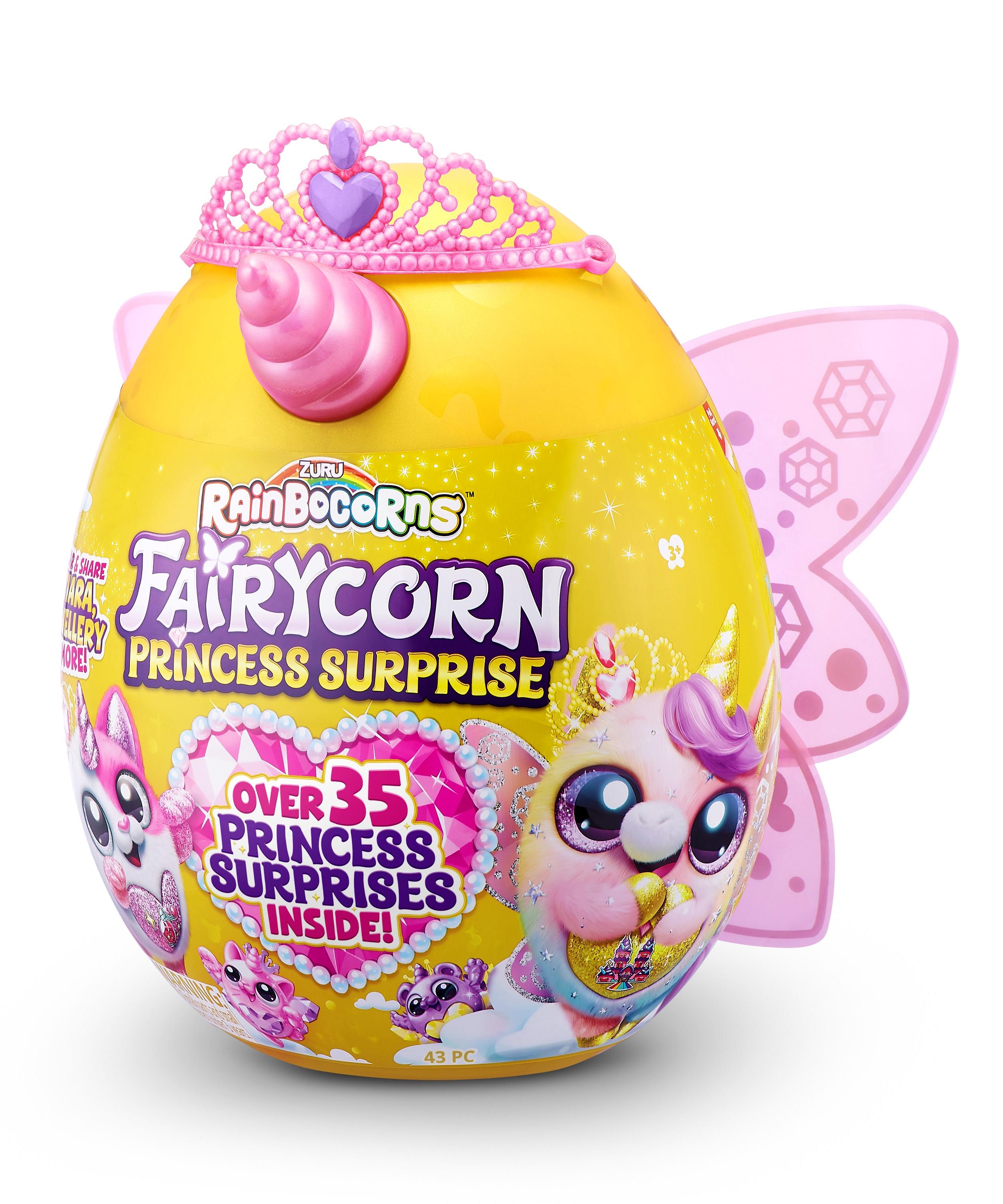 Rainbocorns Fairycorn Princess Surprise (Puppy) 11" Collectible Plush Toy with 35+ Surprises, Fairy Wings, Tiara, Wand, Boo-Boocorn, and Surprise Egg, Soft Toy for Girls Ages 3+