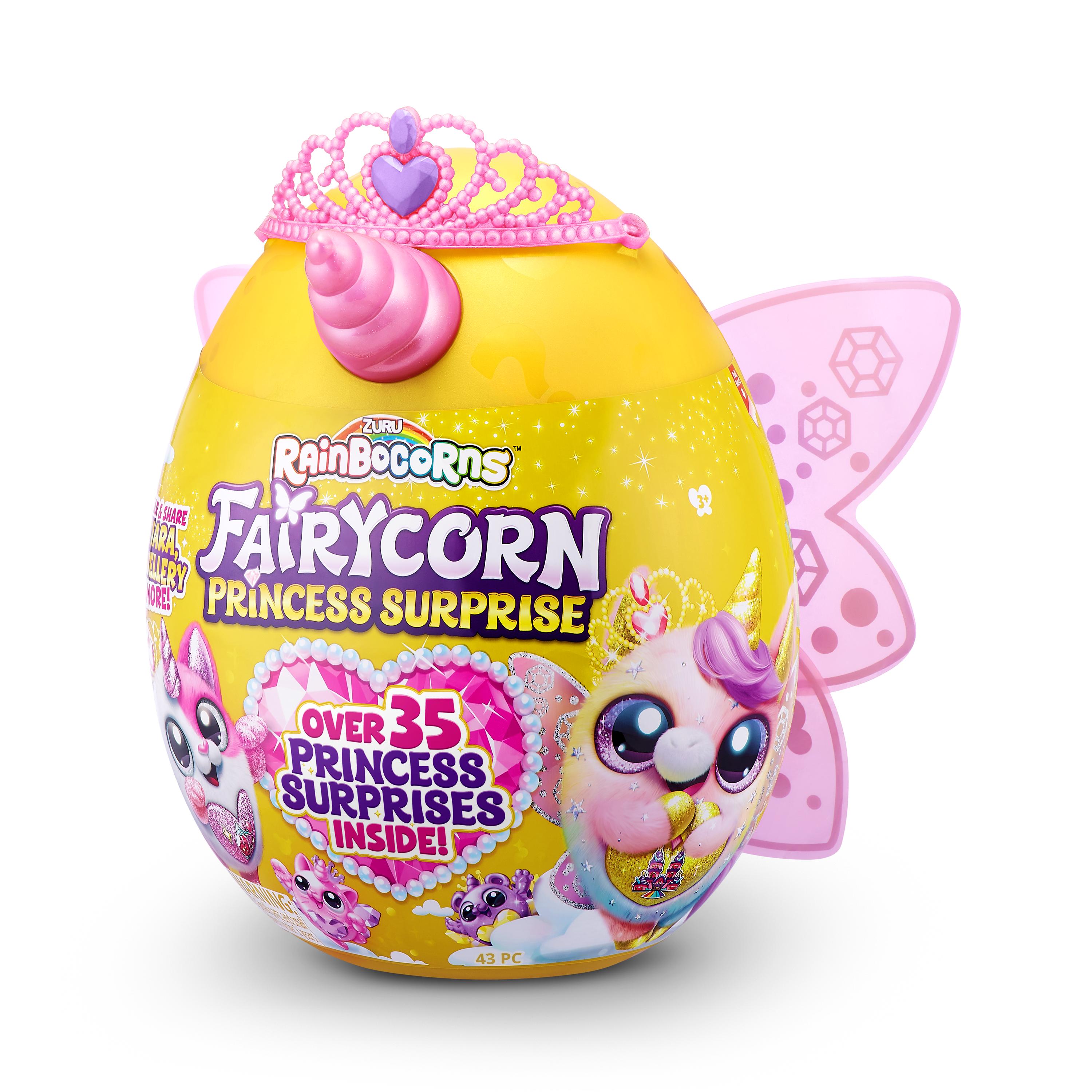 Rainbocorns Fairycorn Princess Surprise (Puppy) 11" Collectible Plush Toy with 35+ Surprises, Fairy Wings, Tiara, Wand, Boo-Boocorn, and Surprise Egg, Soft Toy for Girls Ages 3+