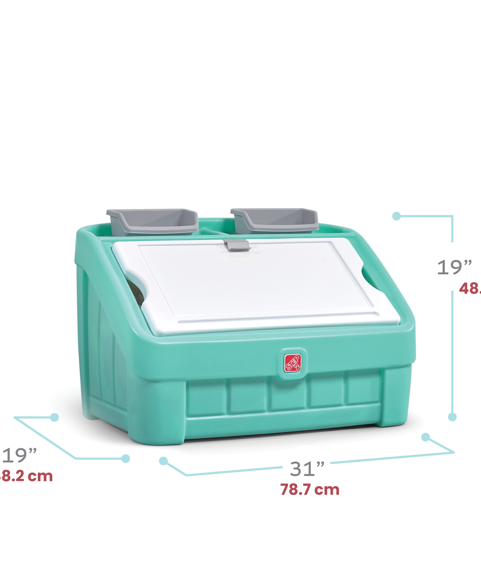 Step2 2 in 1 Toy Box and Art Lid, Multi-Functional Indoor Kids Toy Bin with Clip, 4.5 Cubic Feet Storage Compartment Space, Suitable for Children both Boys and Girls Aged 2+