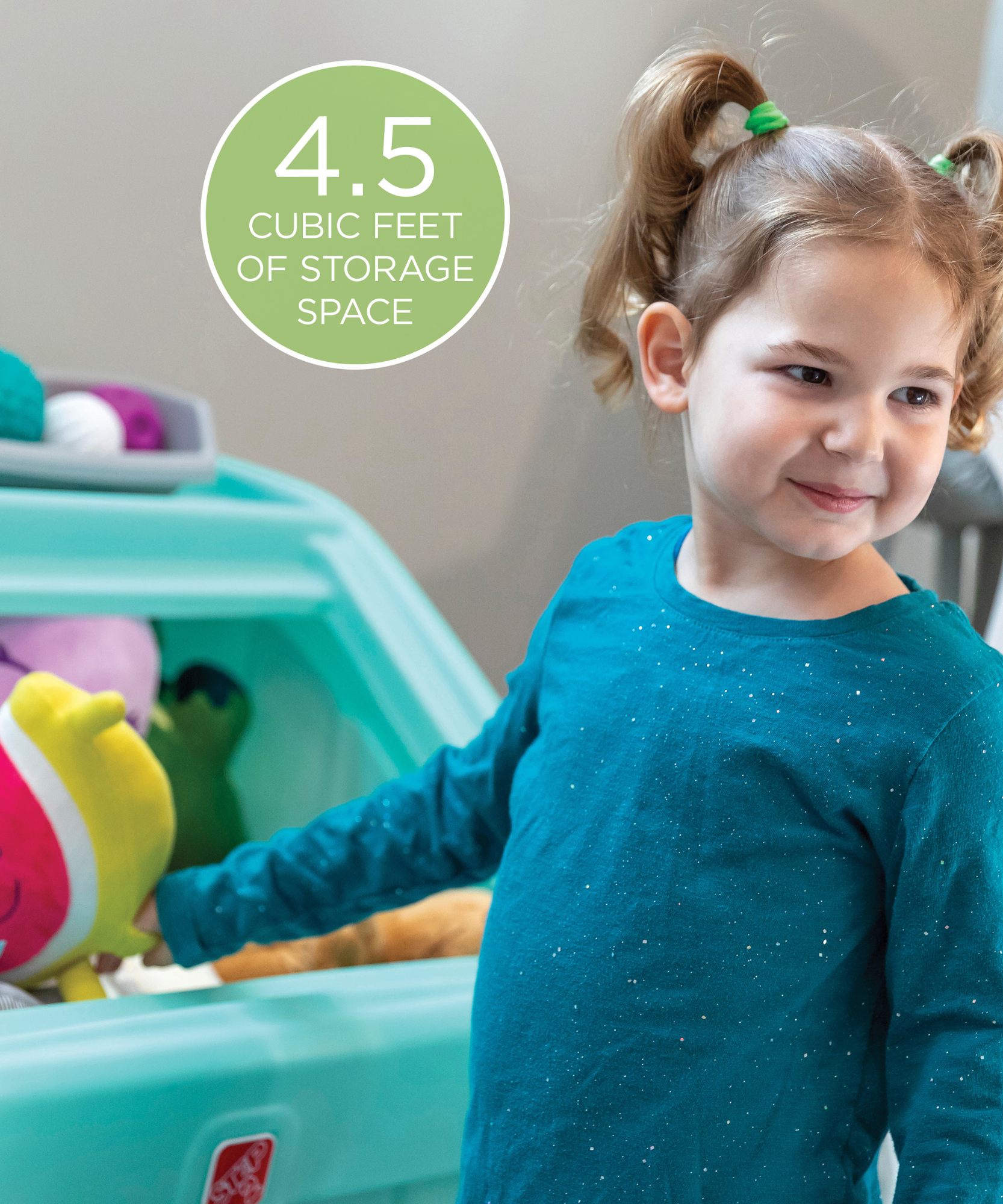 Step2 2 in 1 Toy Box and Art Lid, Multi-Functional Indoor Kids Toy Bin with Clip, 4.5 Cubic Feet Storage Compartment Space, Suitable for Children both Boys and Girls Aged 2+