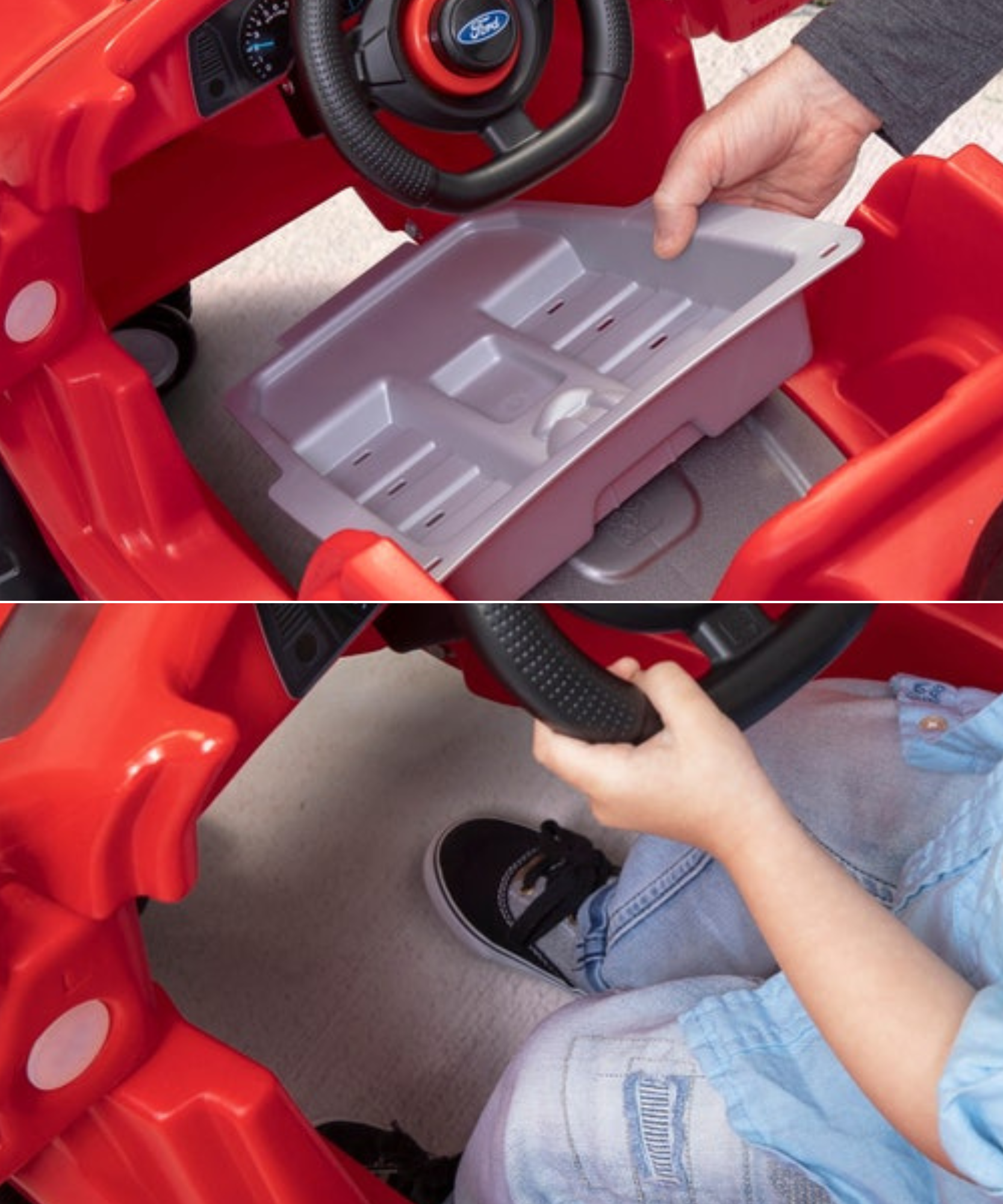 Step2 Ford F-150 Raptor with 360 Degree Turning 2 in 1 Single Seater Kids Push Car, Easy to Store Ride On Toy with Horn, Rear Storage and LED Grill LightSuitable for Children Aged 2.5 + Years, Red