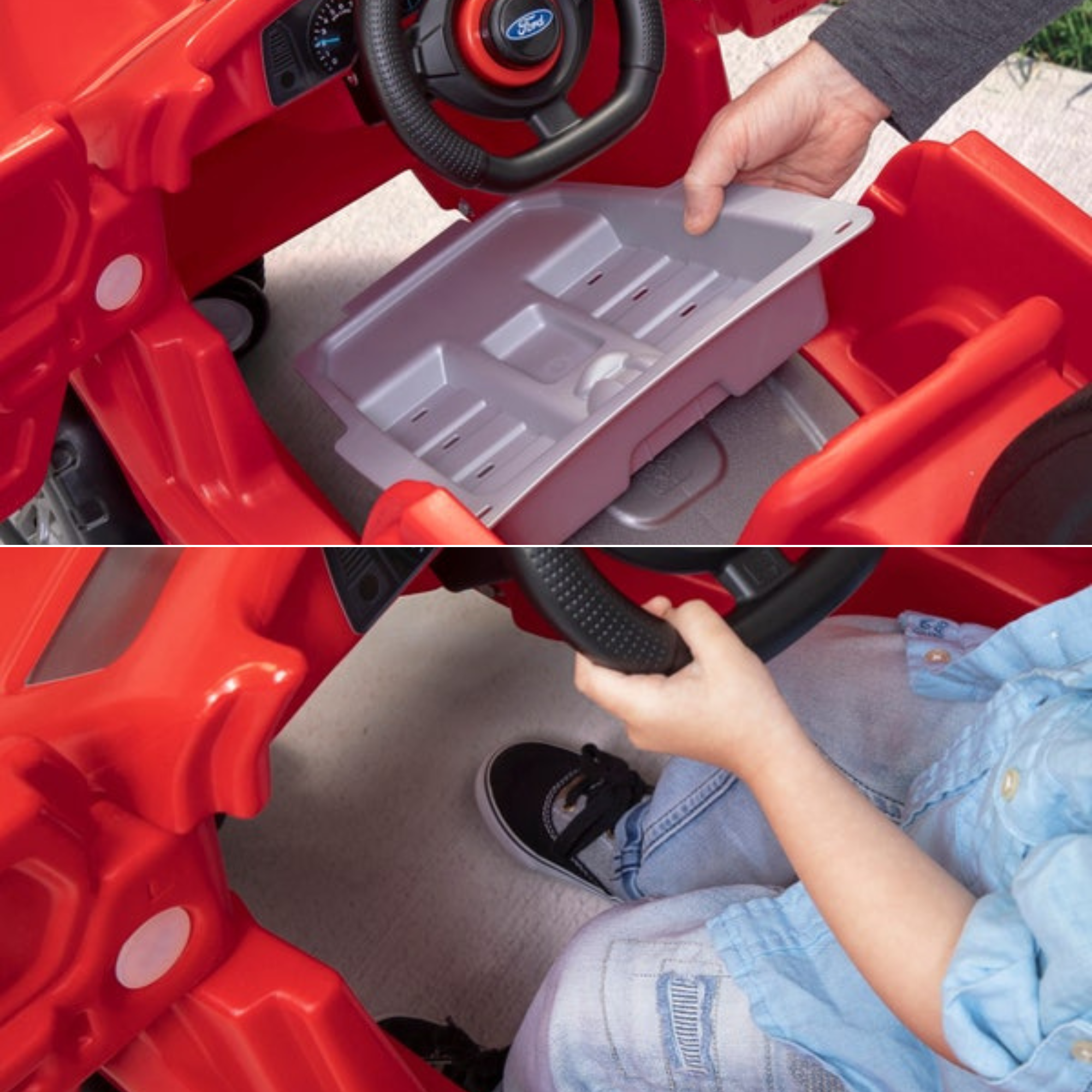 Step2 Ford F-150 Raptor with 360 Degree Turning 2 in 1 Single Seater Kids Push Car, Easy to Store Ride On Toy with Horn, Rear Storage and LED Grill LightSuitable for Children Aged 2.5 + Years, Red