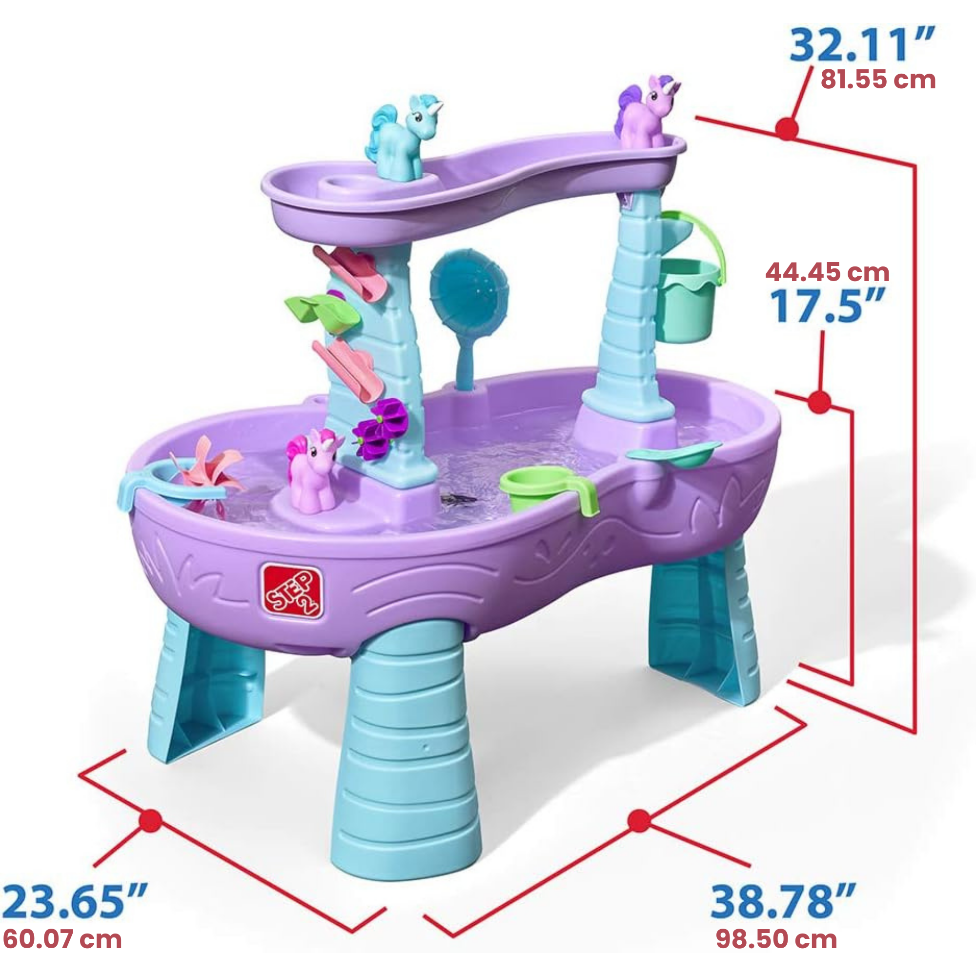 Step2 Rain Showers & Unicorn Water Table, Outdoor Water Table and Sensory Playset, Activity Toy with 13 Piece Accessories, Backyard Activity Centre,  Suitable for Kids both Boys and Girls Aged 18m+
