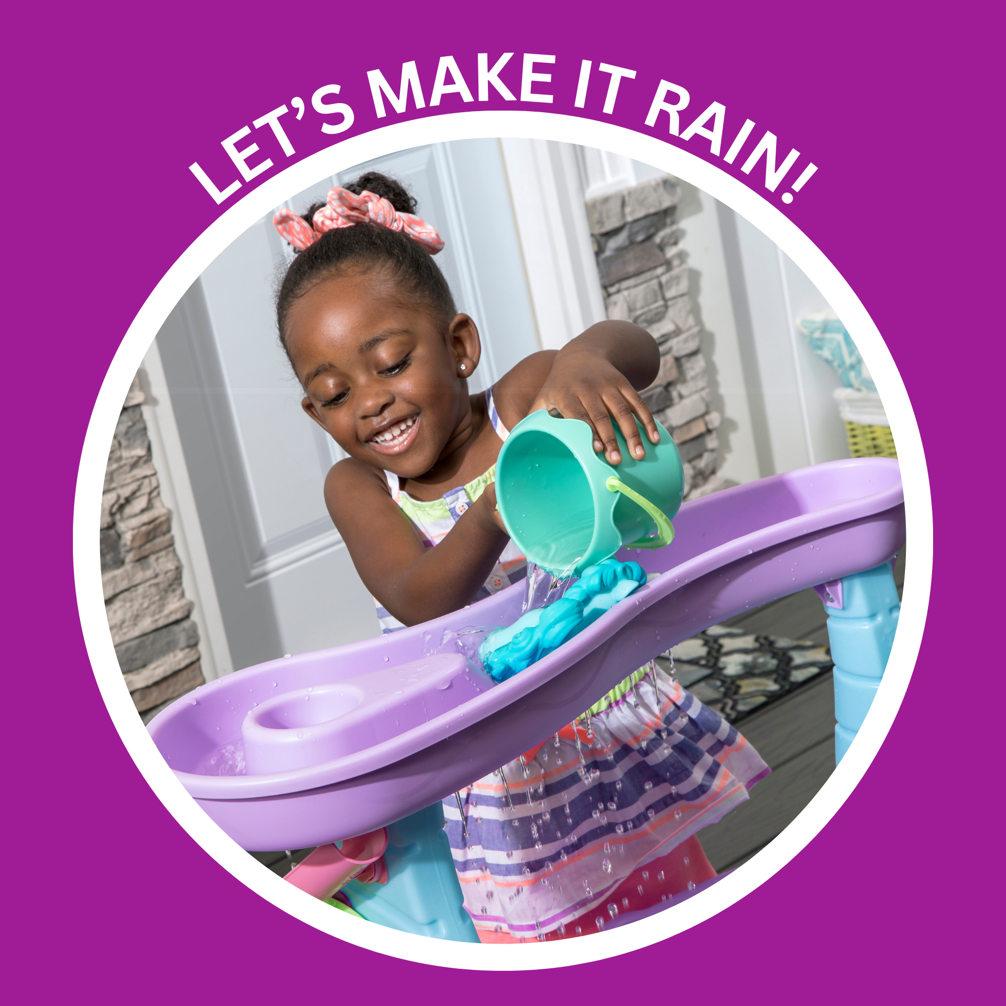 طاولة مياه رين شورز ويونيكورن من ستيب 2، طاولة مياه خارجية ومجموعة ألعاب حسية، لعبة نشاط مع 13 قطعة من الملحقات، مركز أنشطة في الفناء الخلفي، مناسبة للأطفال من الأولاد والبنات من سن 18 شهرًا فما فوق