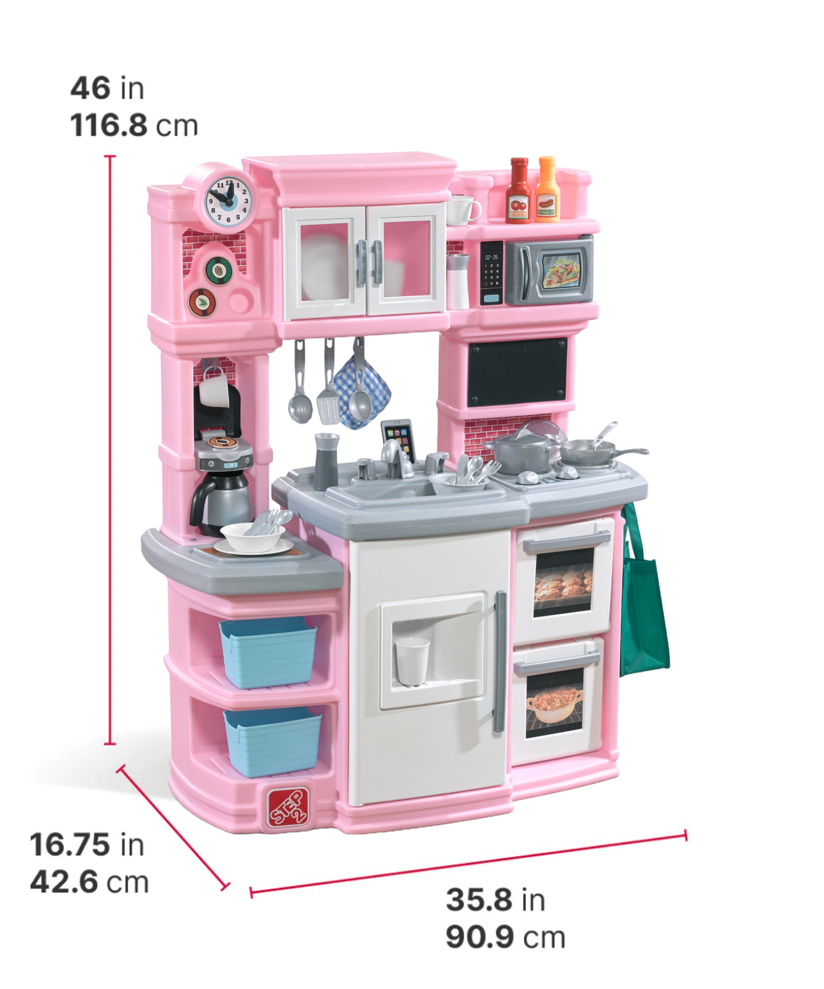 Step2 Great Gourmet Kitchen, Kitchen Playset with 36 Piece Accessories Including Pots and Pans, Folk and Spoon, Indoor and Outdoor Roleplay ToySuitable for Children both Boys and Girls Aged 2+