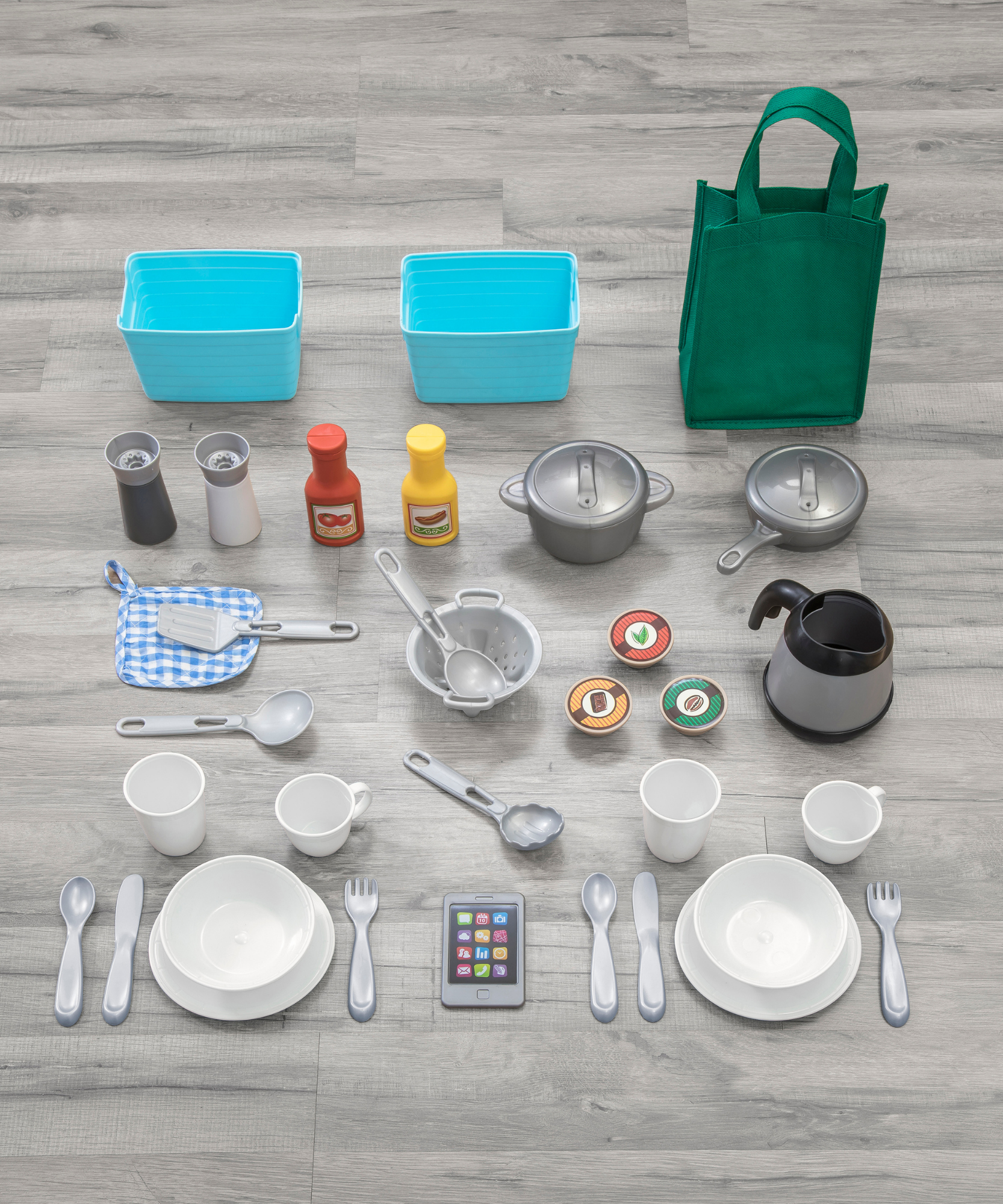 Step2 Great Gourmet Kitchen, Kitchen Playset with 36 Piece Accessories Including Pots and Pans, Folk and Spoon, Indoor and Outdoor Roleplay ToySuitable for Children both Boys and Girls Aged 2+